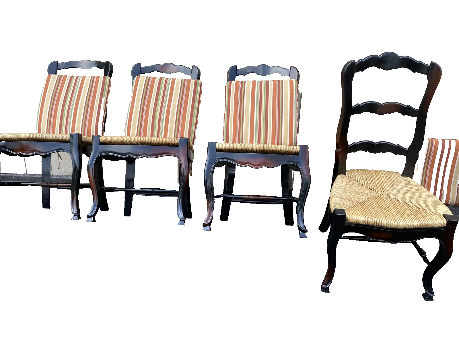 65624 Set of 4 Ebony Rush Seat Dining Chairs Chair s