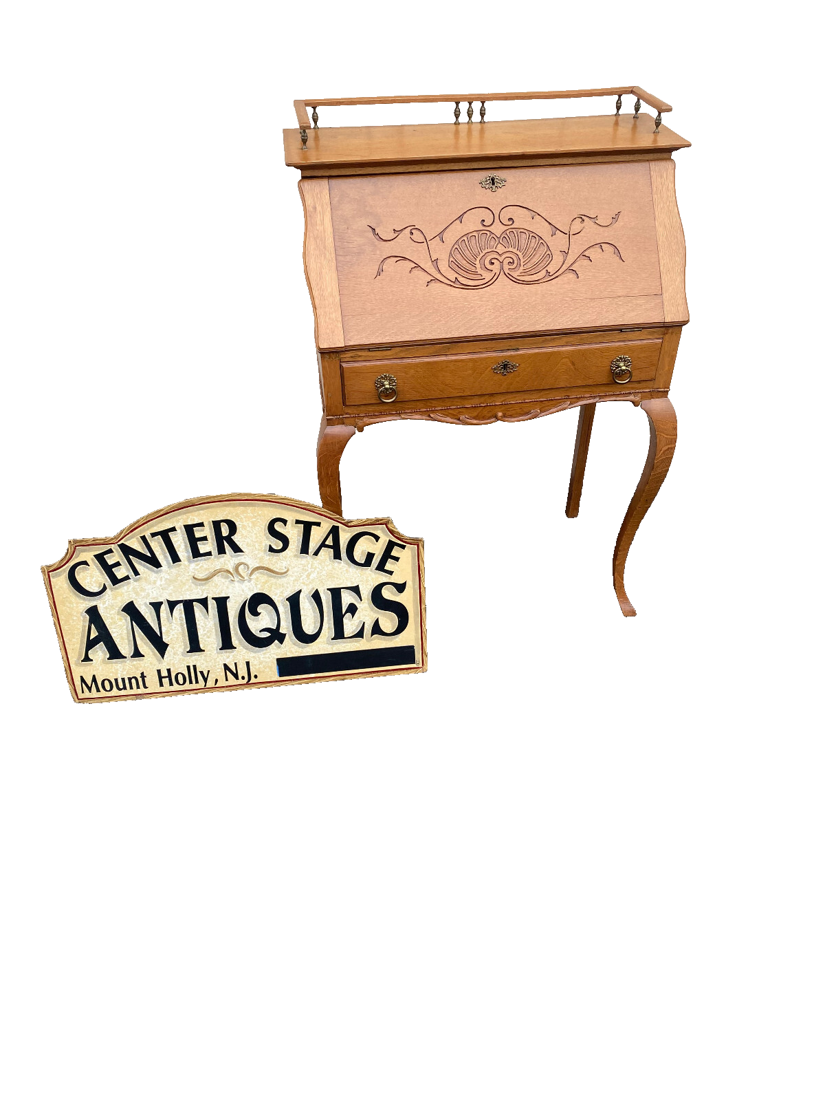 64479   Antique Victorian Oak Slantfront Office Desk