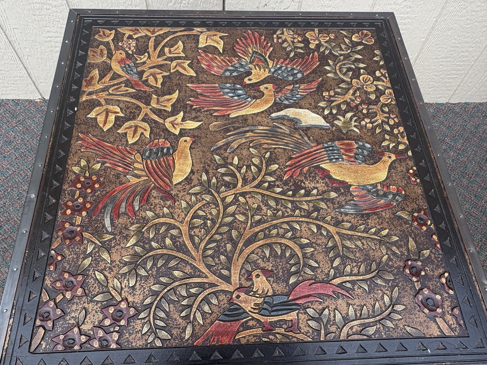 67174 Fancy Storage Trunk Cabinet with Bird Design