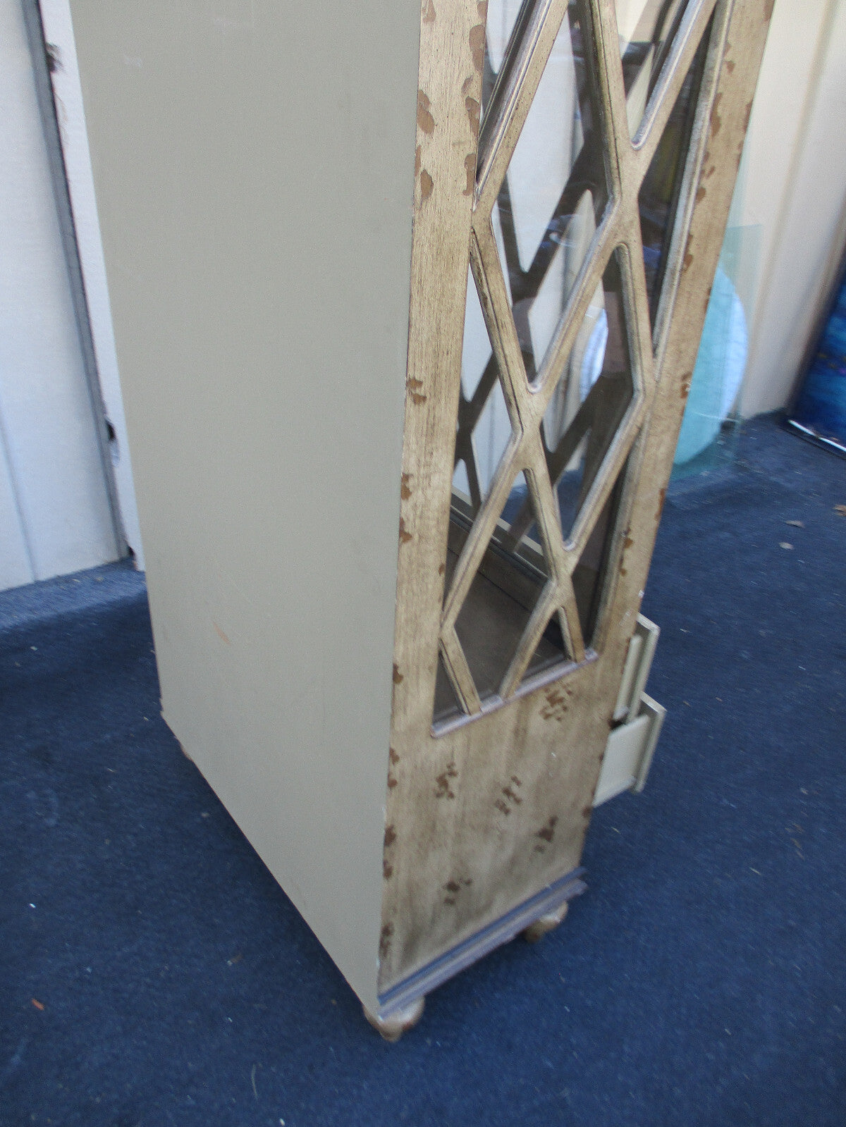 63754 Rustic Primitive Curio China Cabinet with plate glass shelves