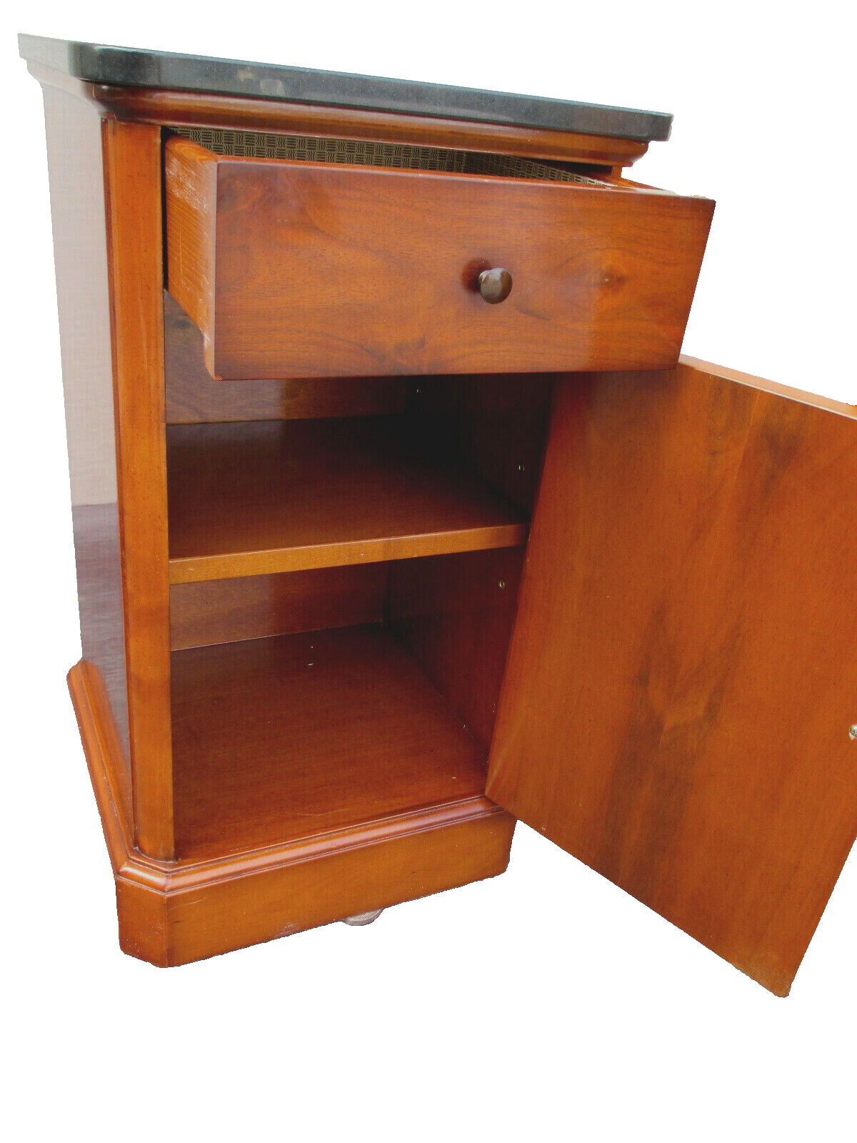 62986  Marble Top BLOOMINGDALES Nightstand End Table Stand