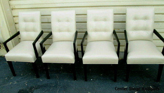 55577 SET OF 4 LEATHER? BERGERE OFFICE DINING CHAIR S ARMCHAIR S