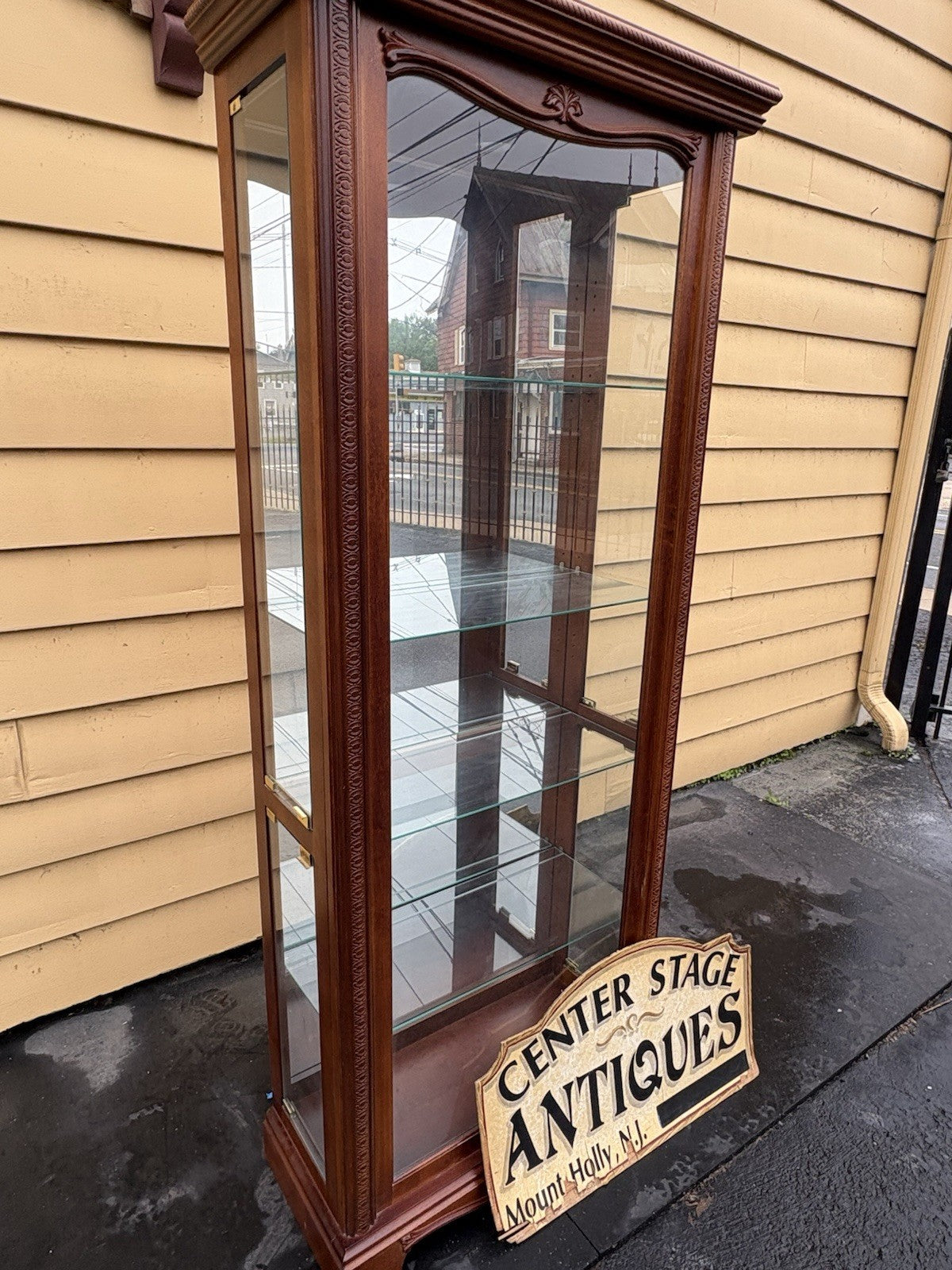 66688 Fancy 4 Door Side Loading  Mahogany Curio China Cabinet