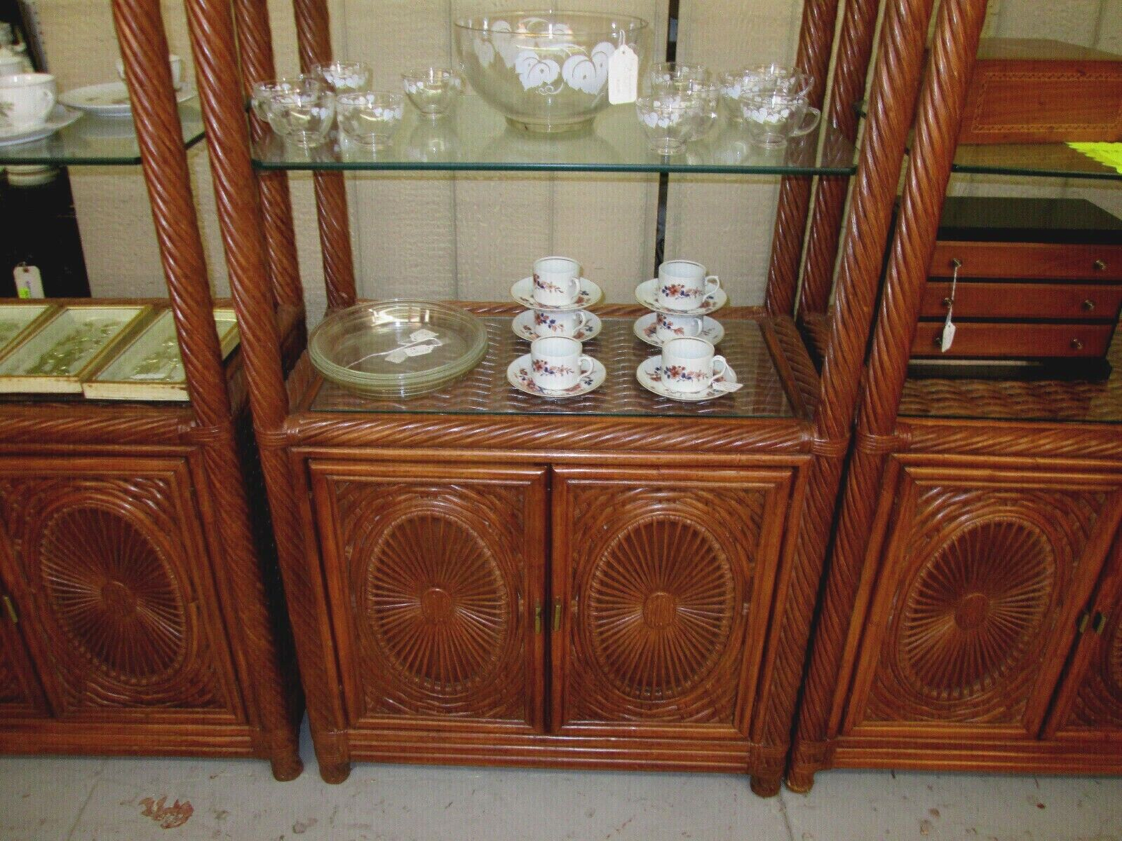 52179 Tommy Bahama  ??     3  SECTION  Curio Cabinet Wicker Wall Unit Bookcase