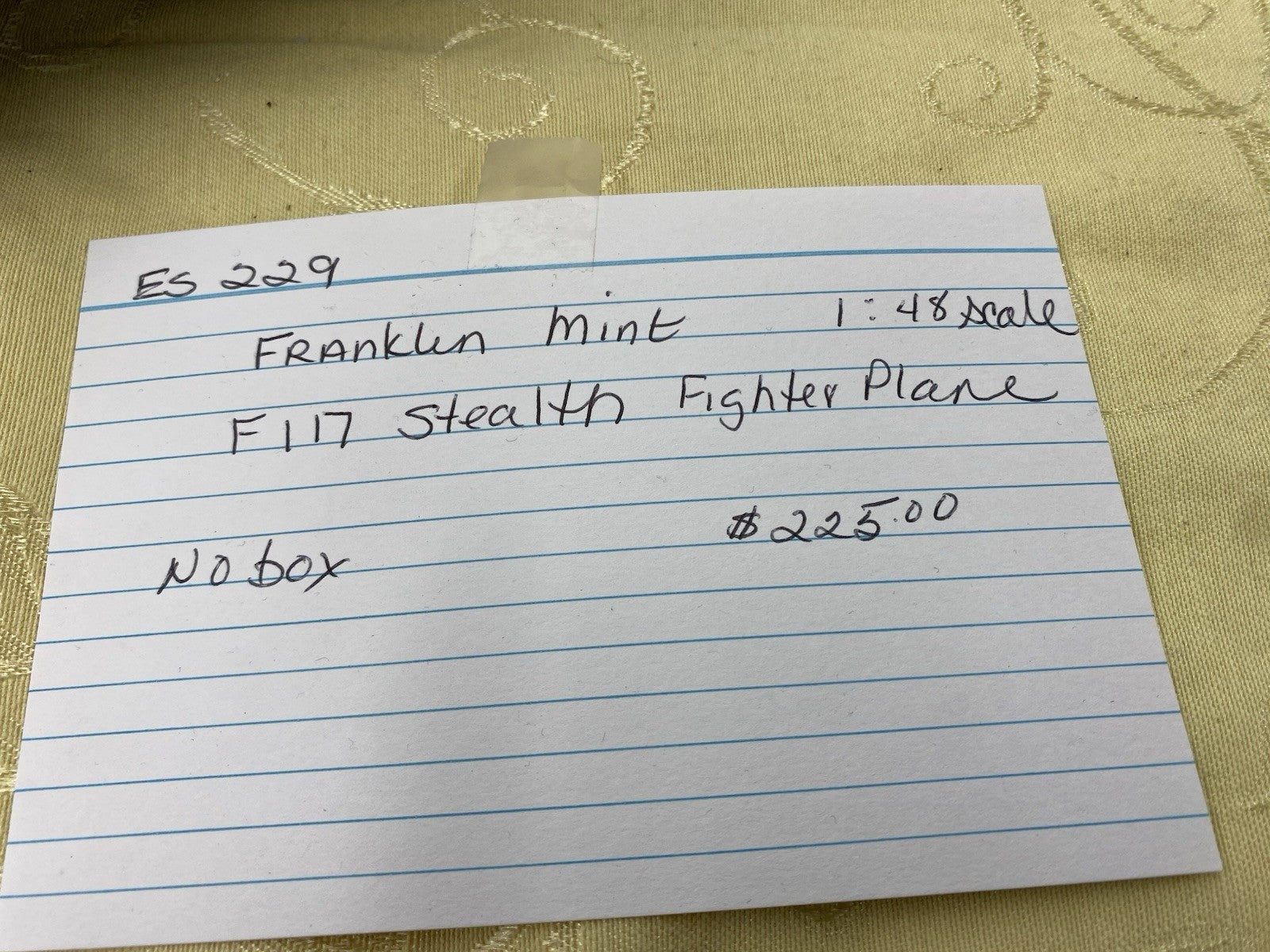 ES 229: Franklin Mint F 117 Stealth Fighter Plane Airplane