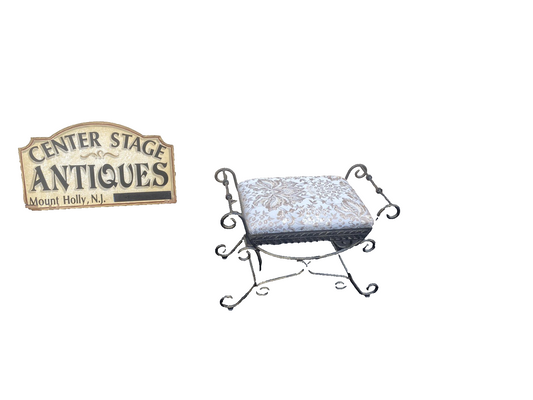 66353   Quality Fancy Scrolled Iron Vanity Bench Stool Ottoman