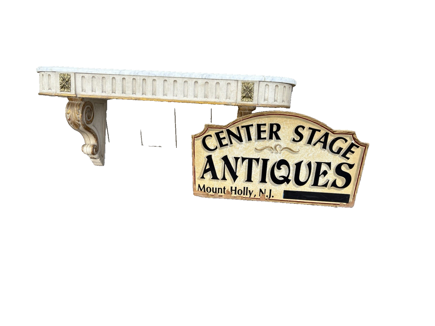 66591   Quality Wood Marble Top Wall Mantle Shelf