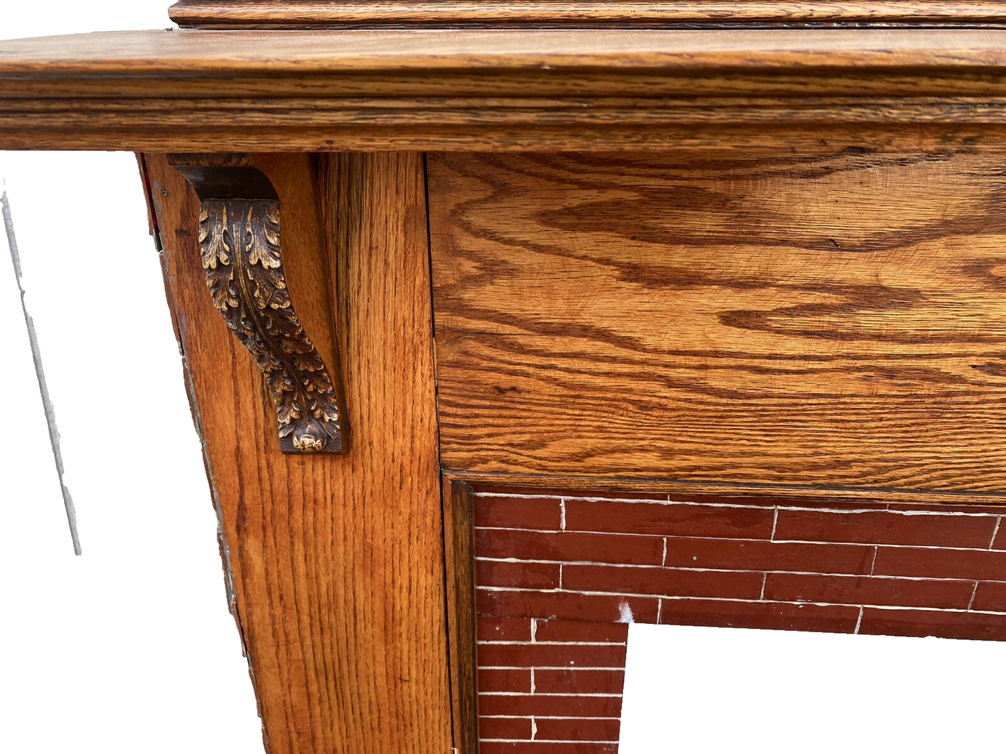 65926   Oak Fireplace Mantle with Brick Face Applied