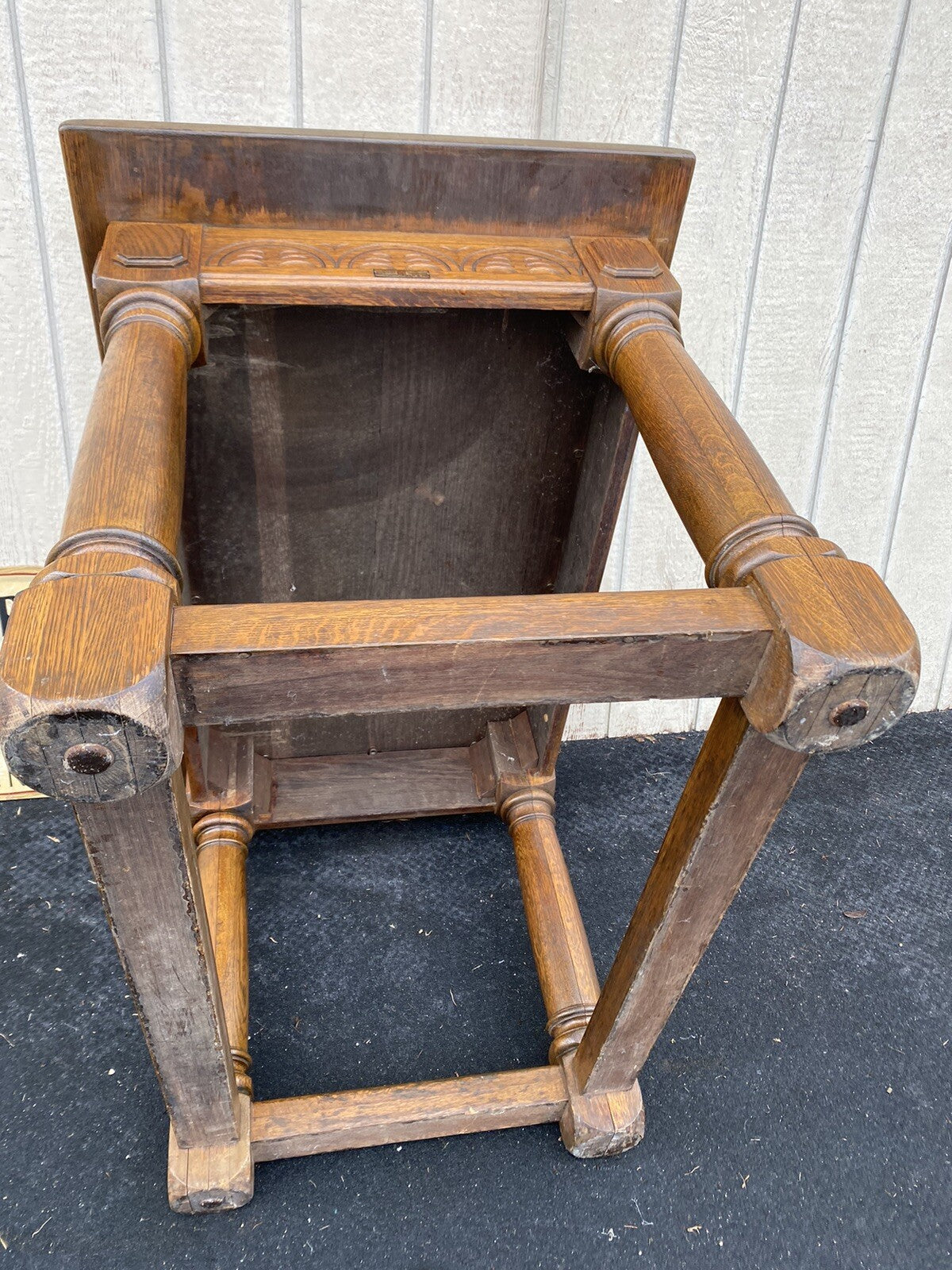 65206 Antique Custom Hand Made Oak Victorian  Console Table Desk MARSHALL FIELD