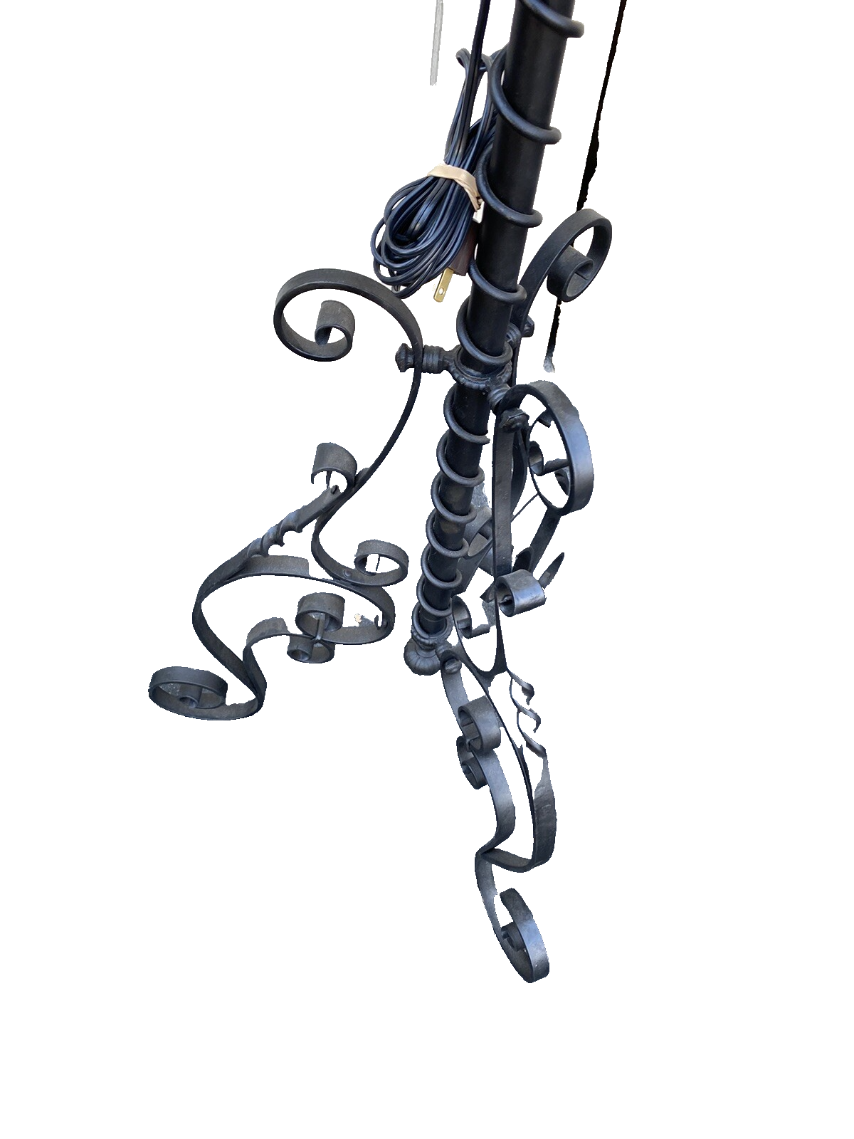 65482  Antique Victorian Piano Lamp Fancy Wrought Iron Base