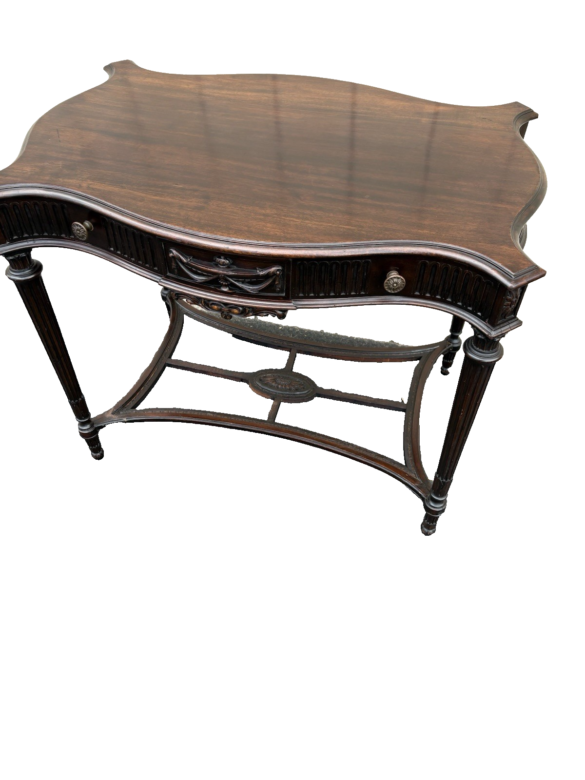 66896 Antique Mahogany Lamp Table Stand w/ Drawer