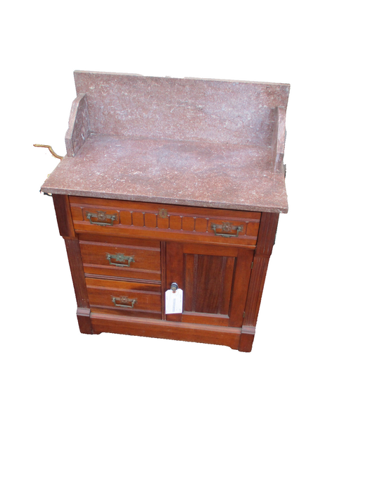 61939  Marble Top Victorian Washstand Dresser Chest Nightstand