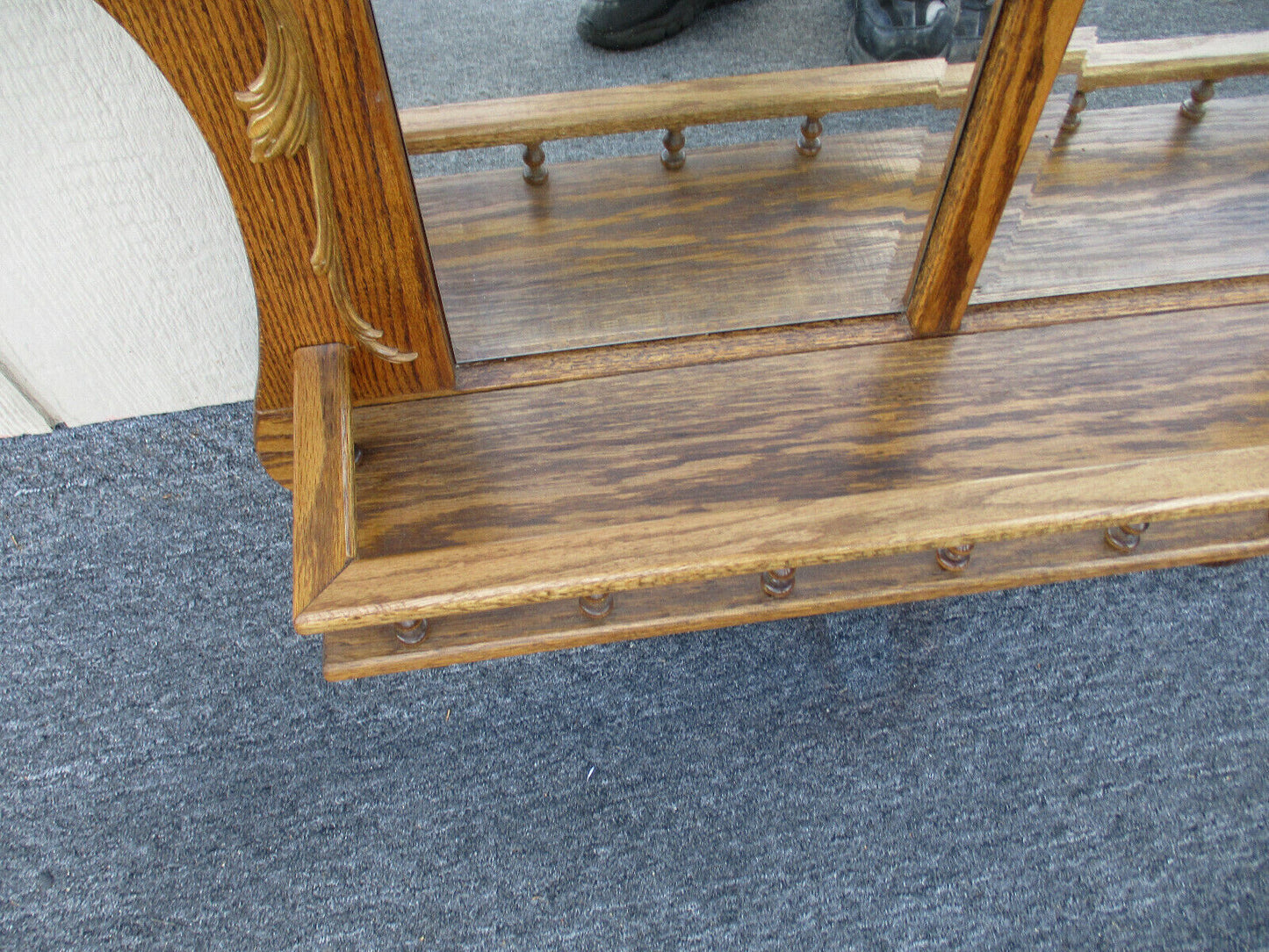 62901 Oak Whatnot Wall Curio Shelf with Beveled Mirrors