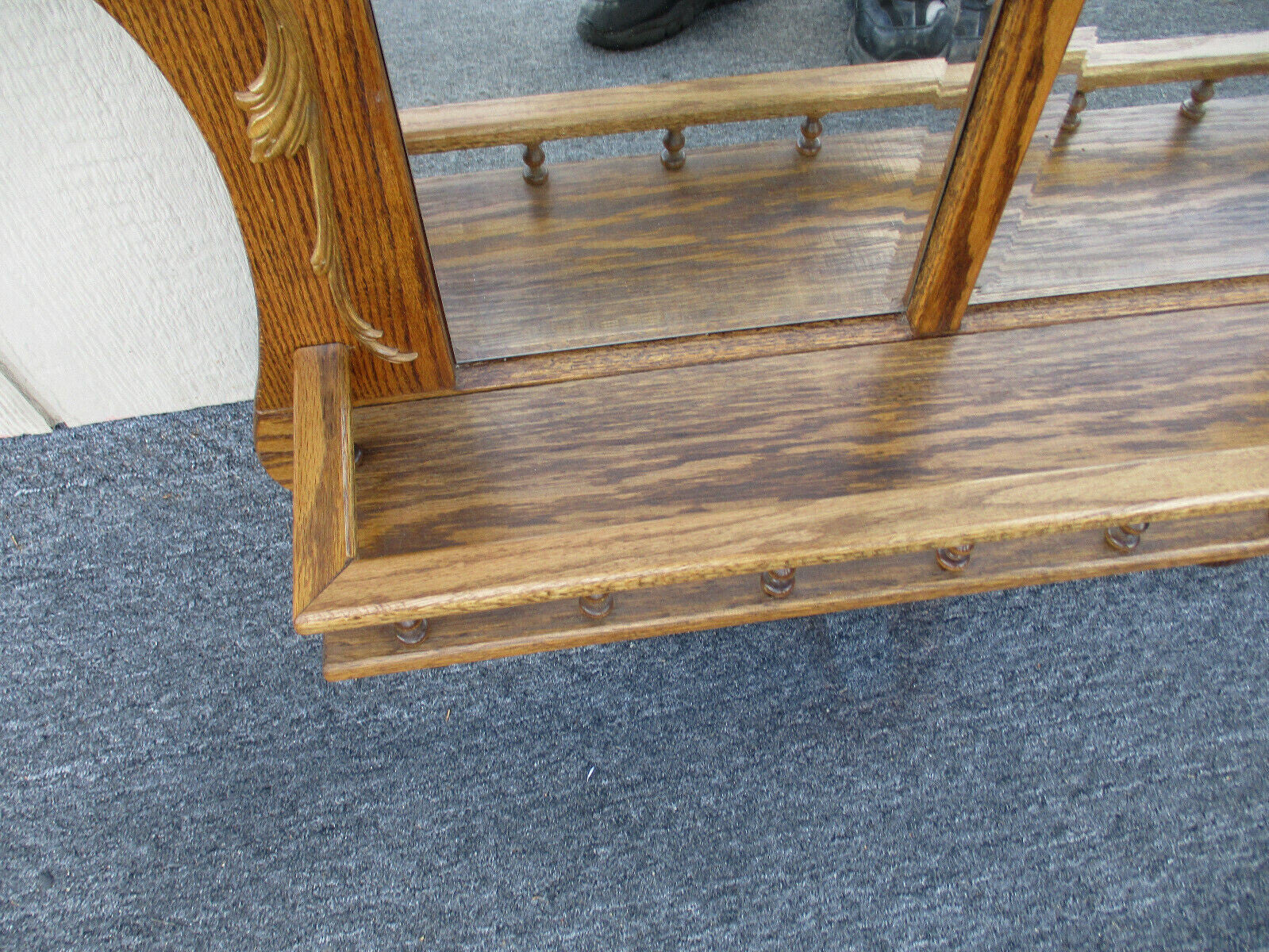 62901 Oak Whatnot Wall Curio Shelf with Beveled Mirrors