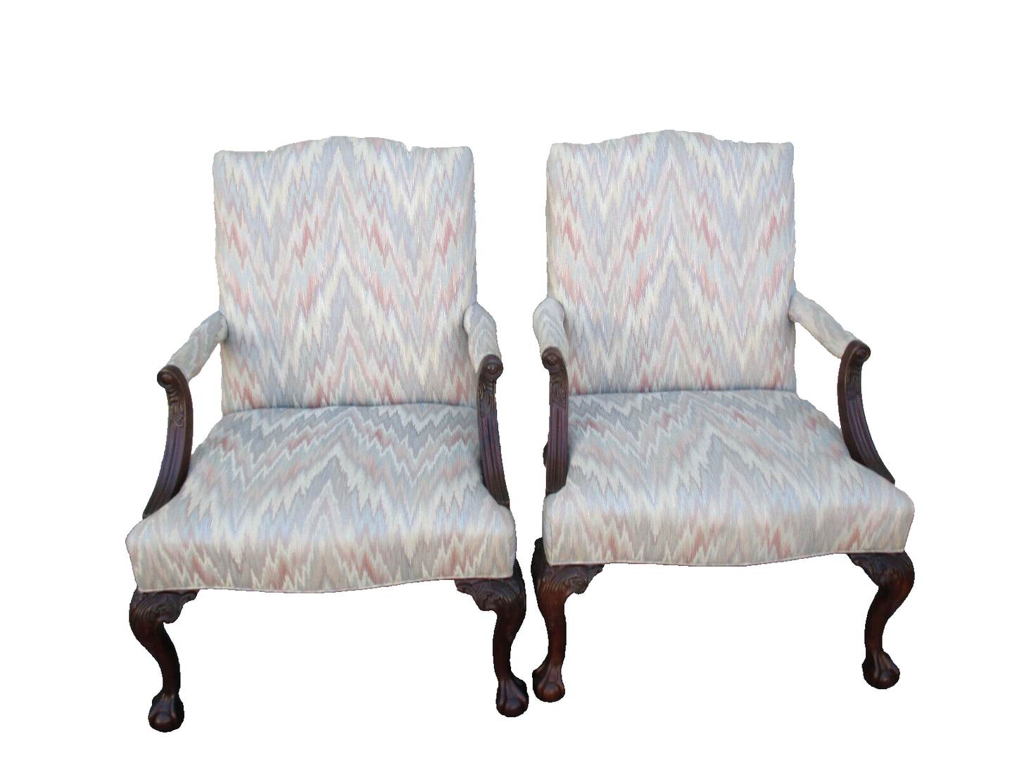 62465 Pair SHERRILL Furniture Chippendale  Armchair Chairs