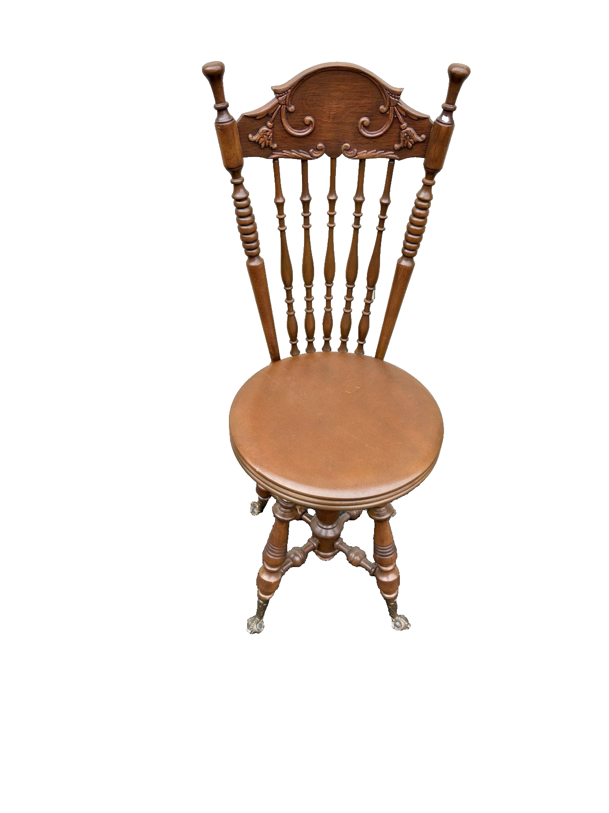 67107 Antique Mahogany Piano Stool Chair Adjustable Seat