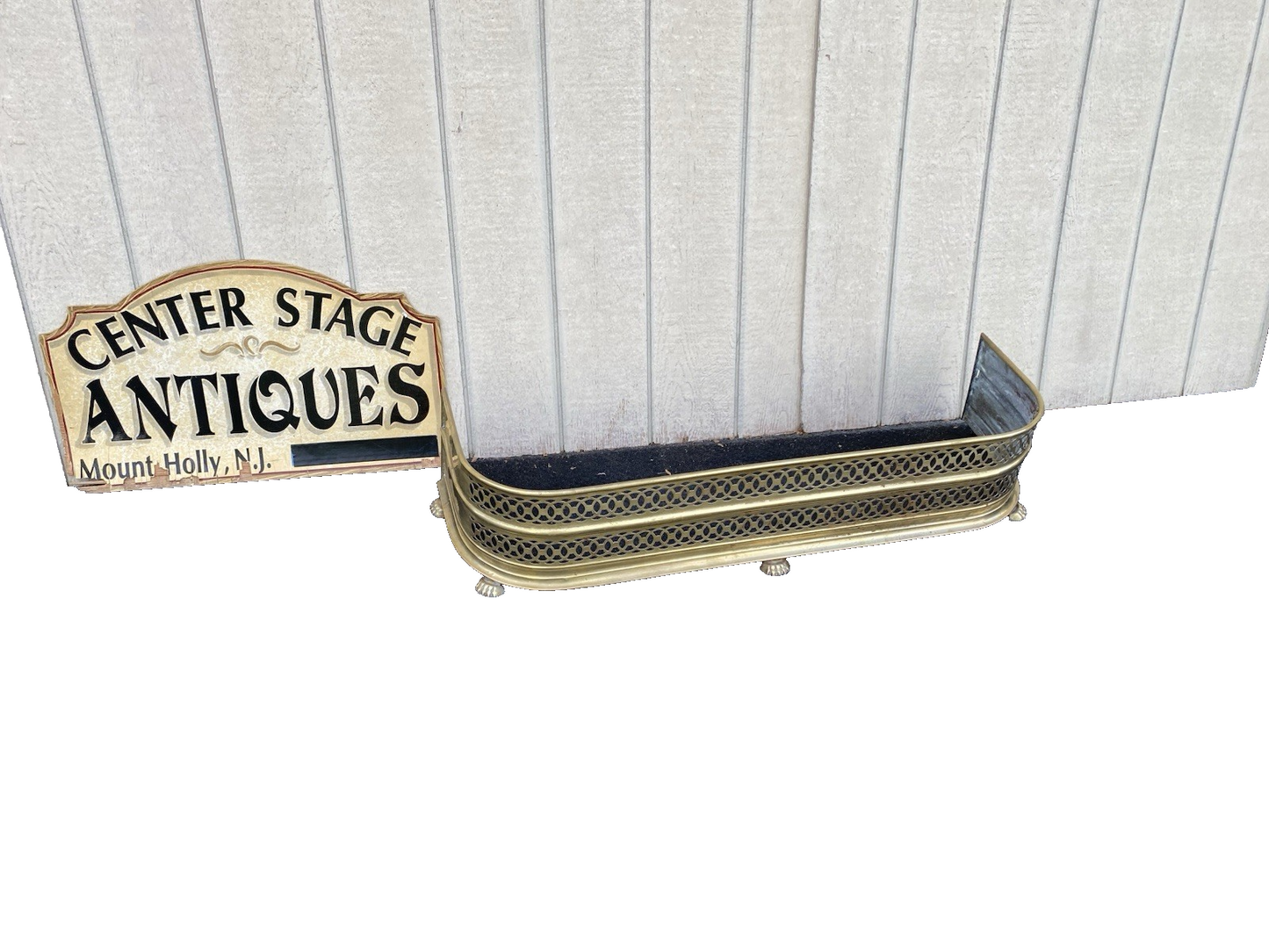 66654   Antique Brass Fireplace Fender Fancy Feet