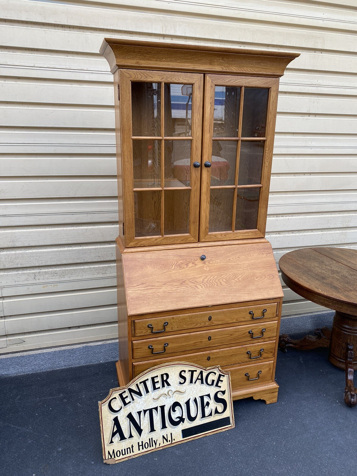65784  Solid Oak Secretary  Desk RICHARDSON Furniture   with Bookcase Top