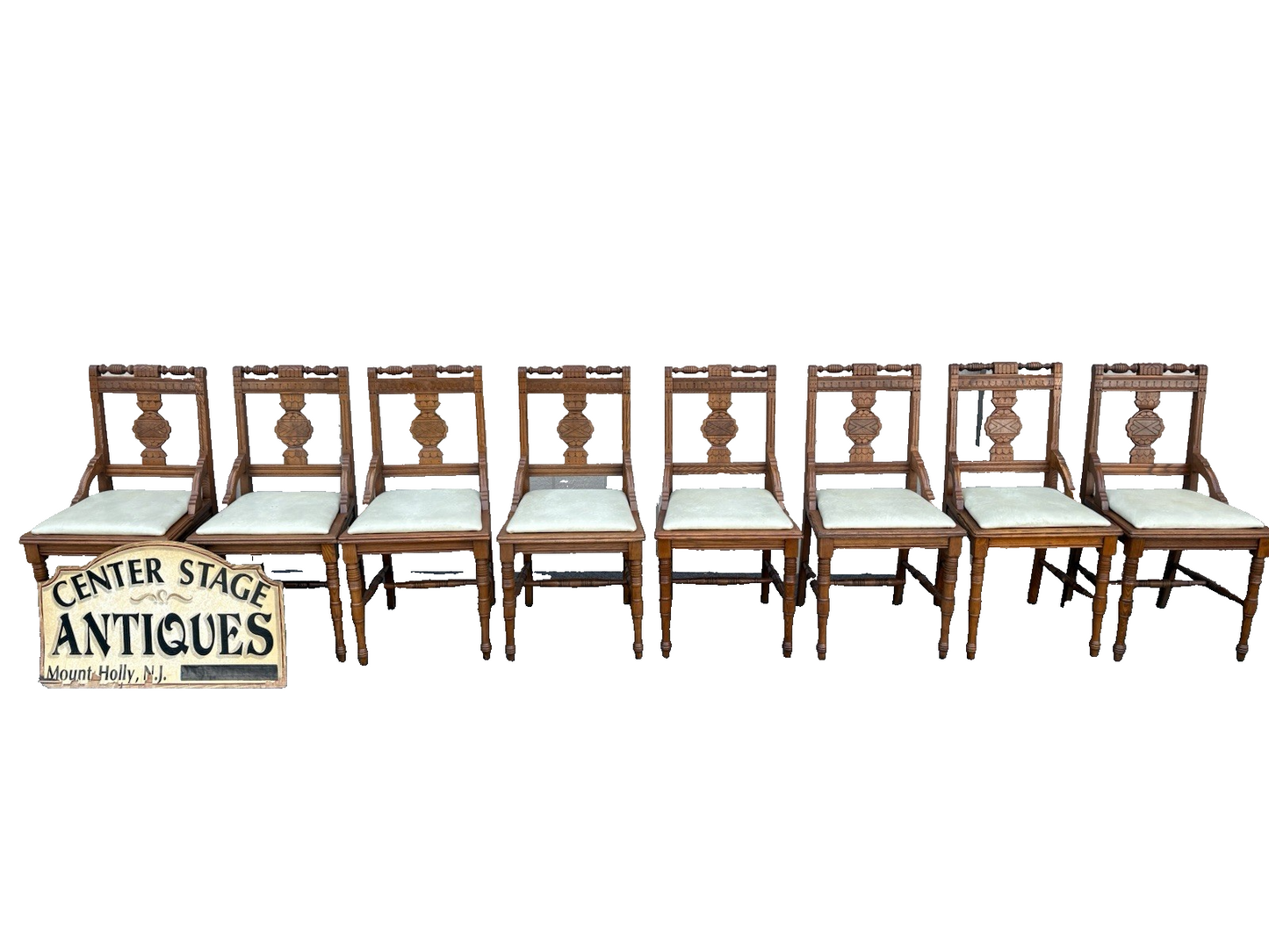 66679  Set of 8 Antique Victorian Walnut Dining Chair s Chairs