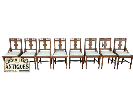 66679  Set of 8 Antique Victorian Walnut Dining Chair s Chairs