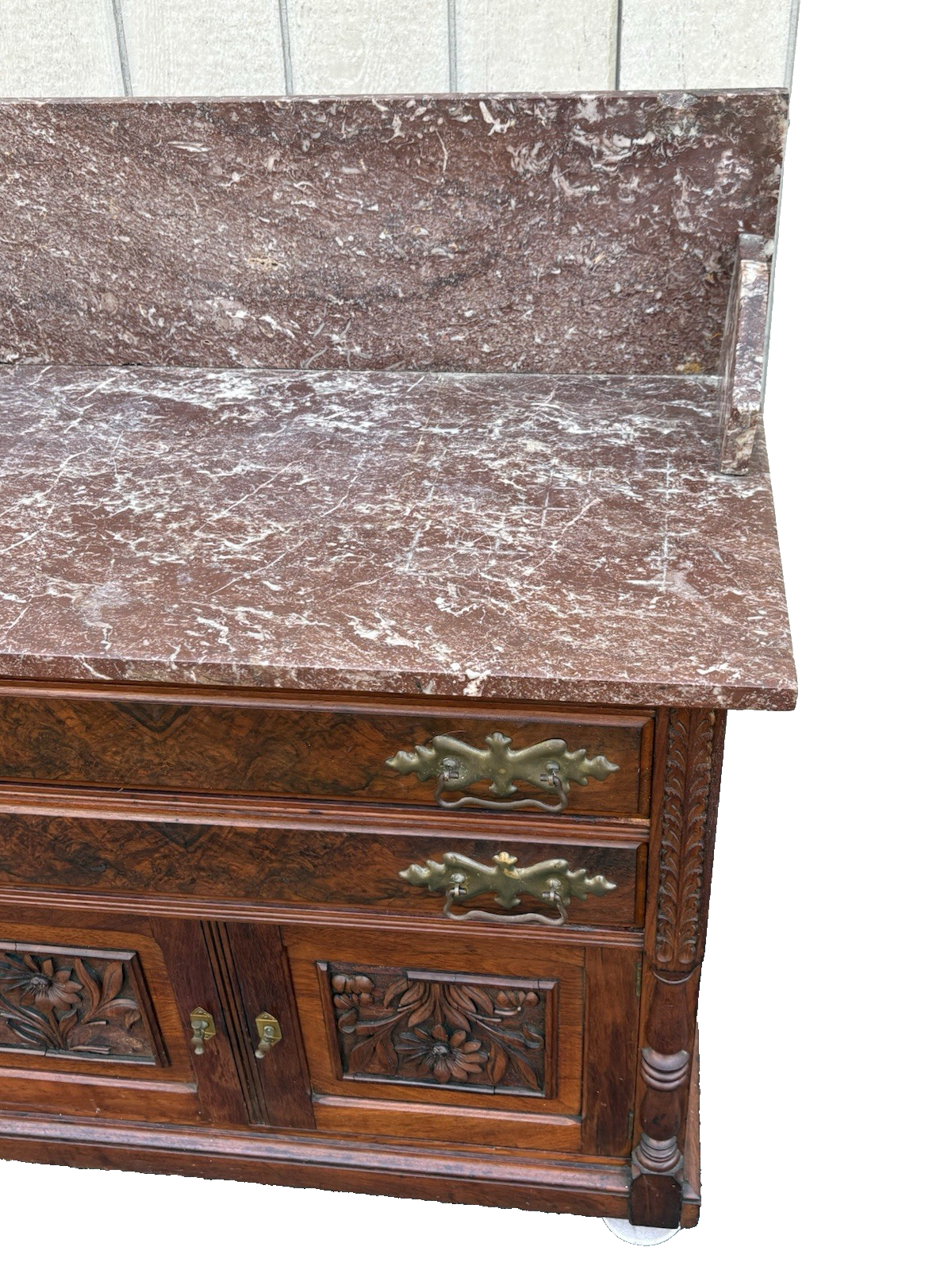 66900  Antique Victorian Mahogany Hand Carved Washstand Dresser