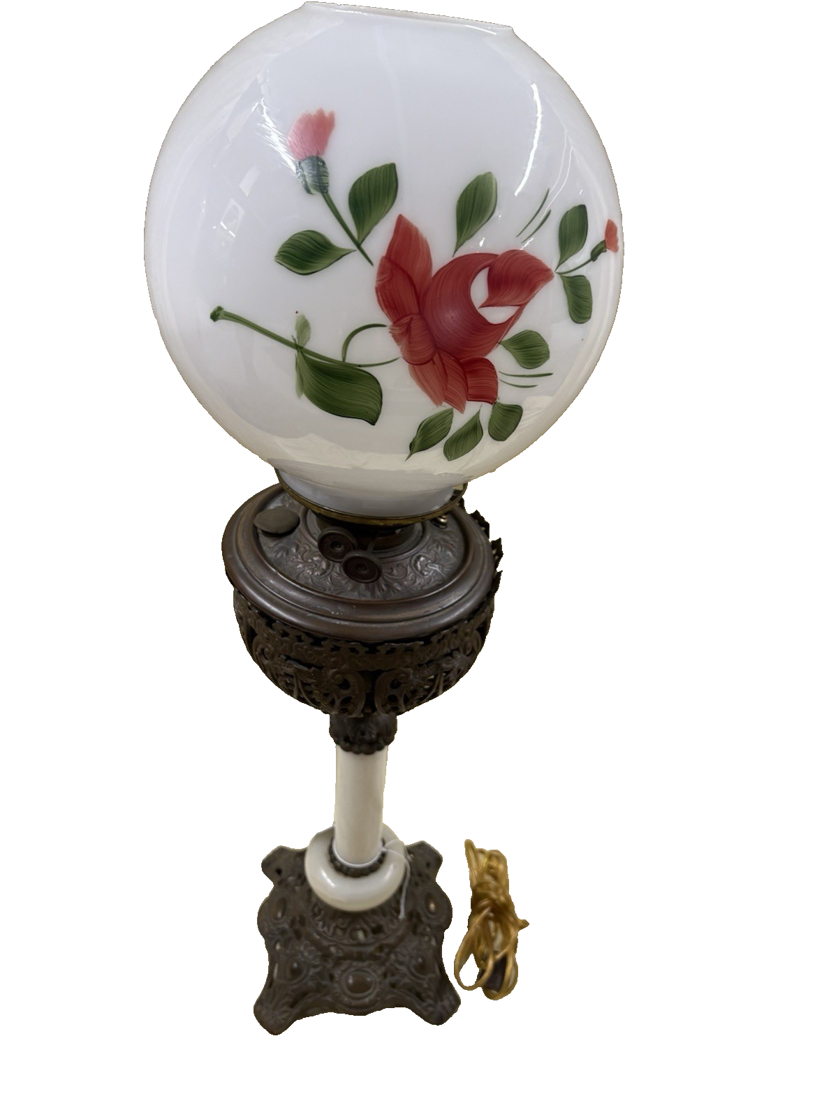 64951 Antique Victorian Oil Lamp with glass globe