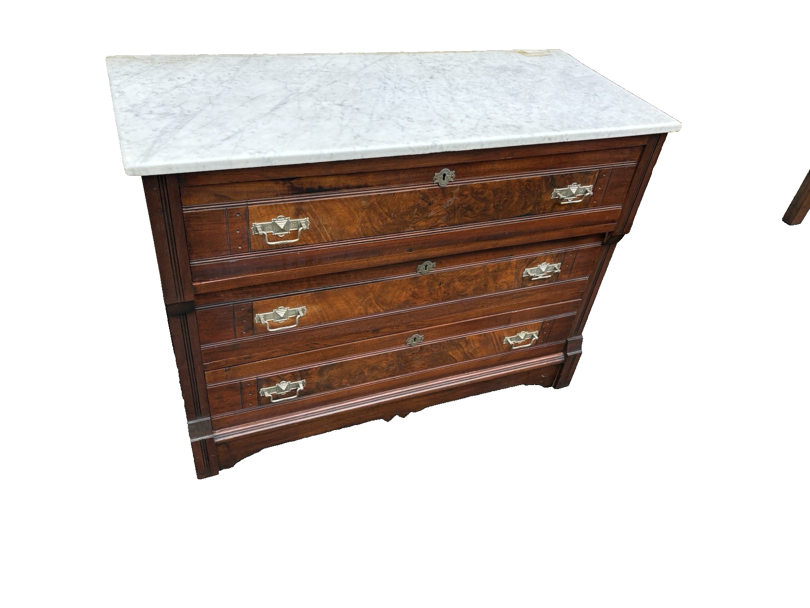 65728 Antique Victorian Bedroom Set Full Size Bed Dresser w/ Mirror + Washstand
