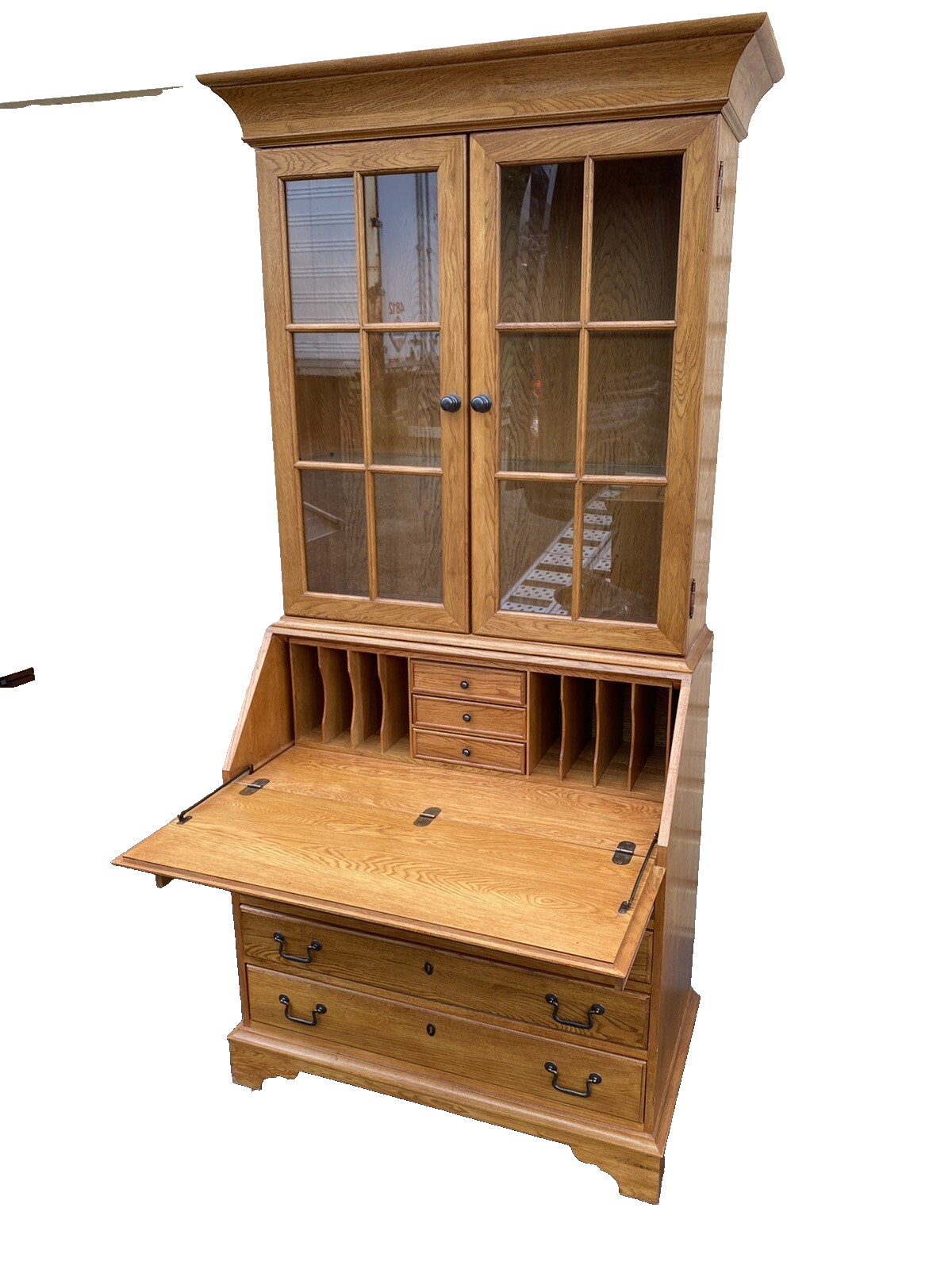 65784  Solid Oak Secretary  Desk RICHARDSON Furniture   with Bookcase Top