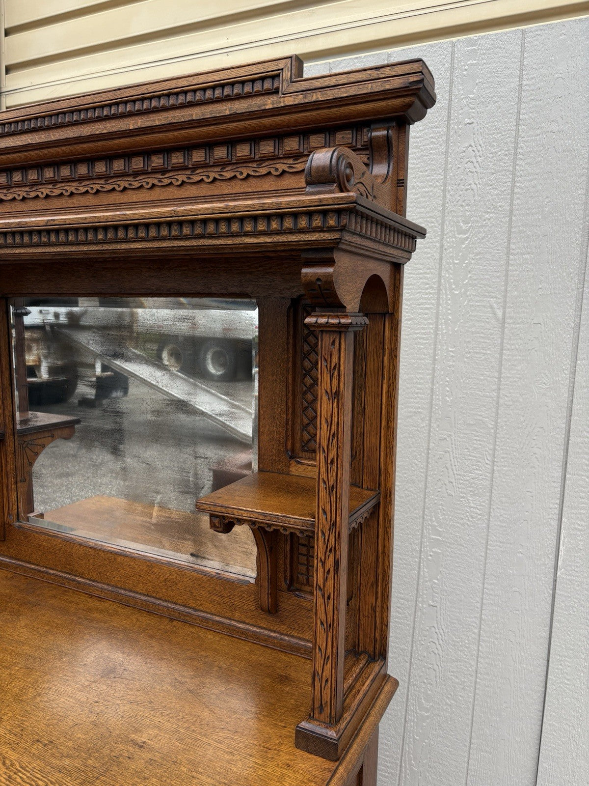 67026 Antique Victorian Oak Sideboard Buffet Cabinet