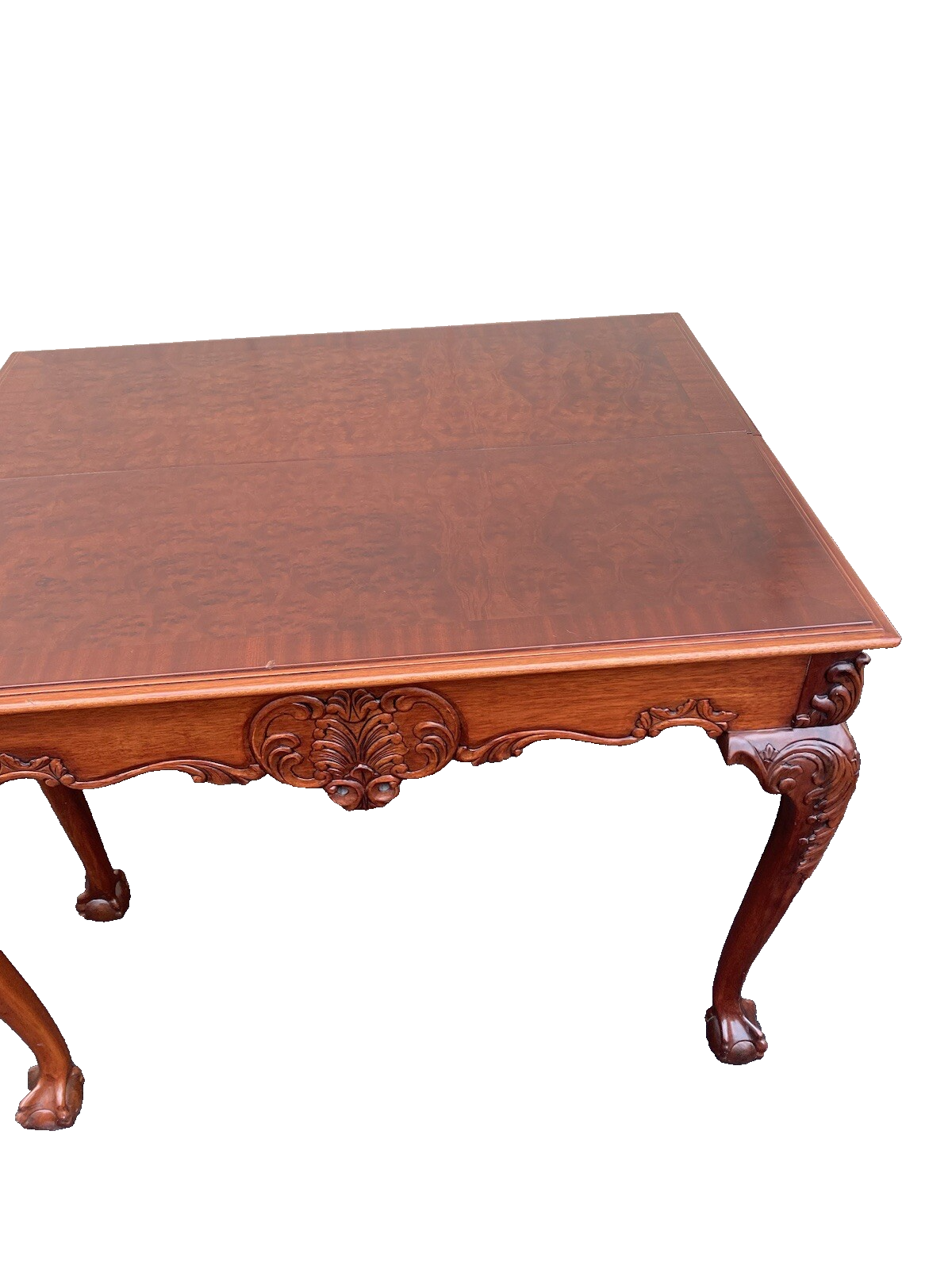 64531 Banded Mahogany  Ball And Claw Foot Carved Flip Top Game ? Dining  Table