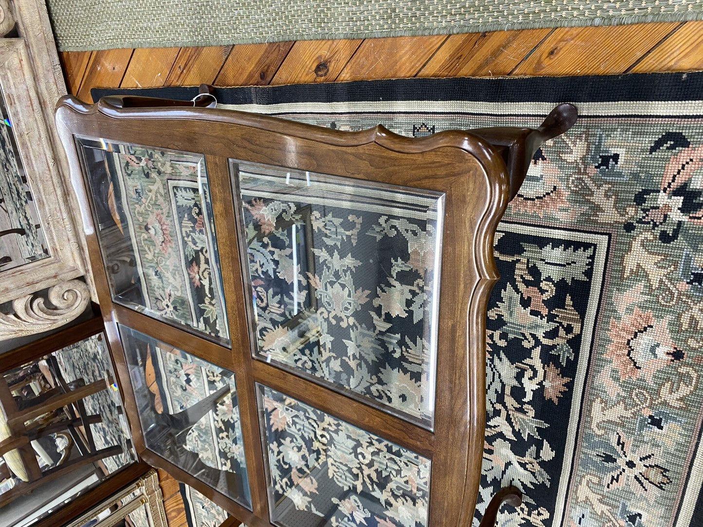 62020 Solid Cherry Glass Top Queen Anne Coffee Table