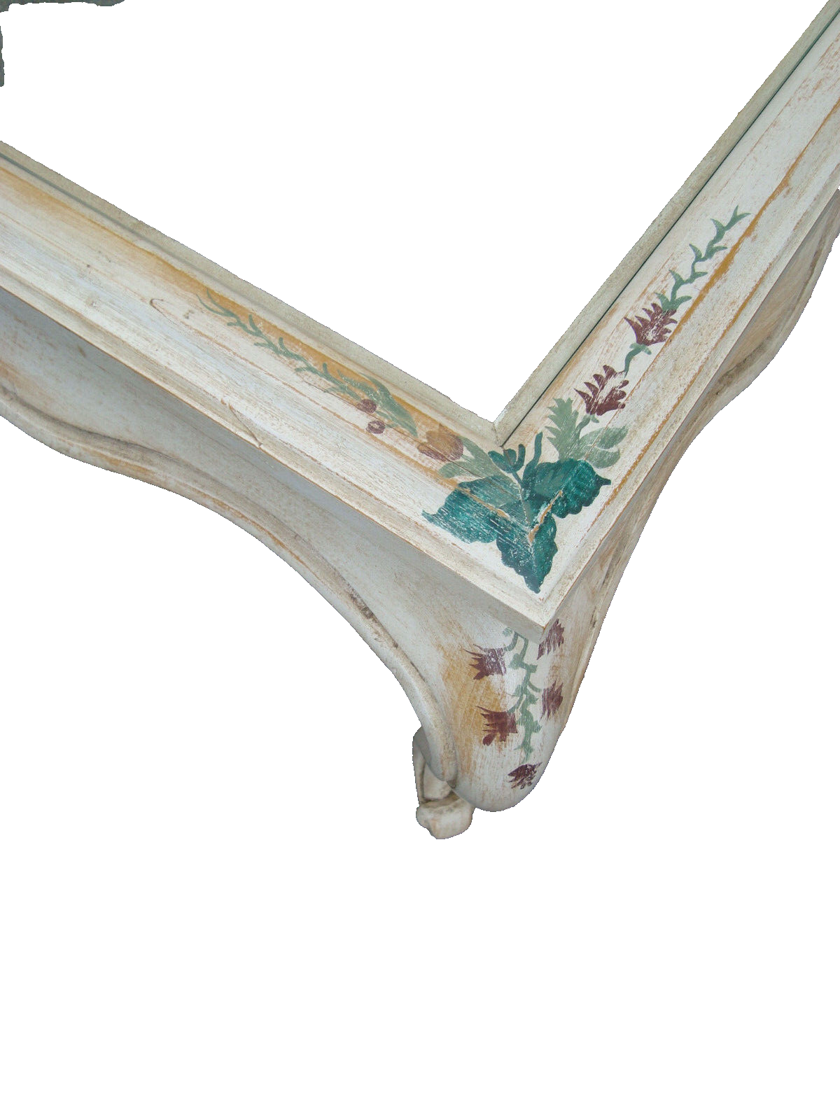 61856   Pair Glass Top Custom Hand Painted  Decorator Coffee Table Nightstands