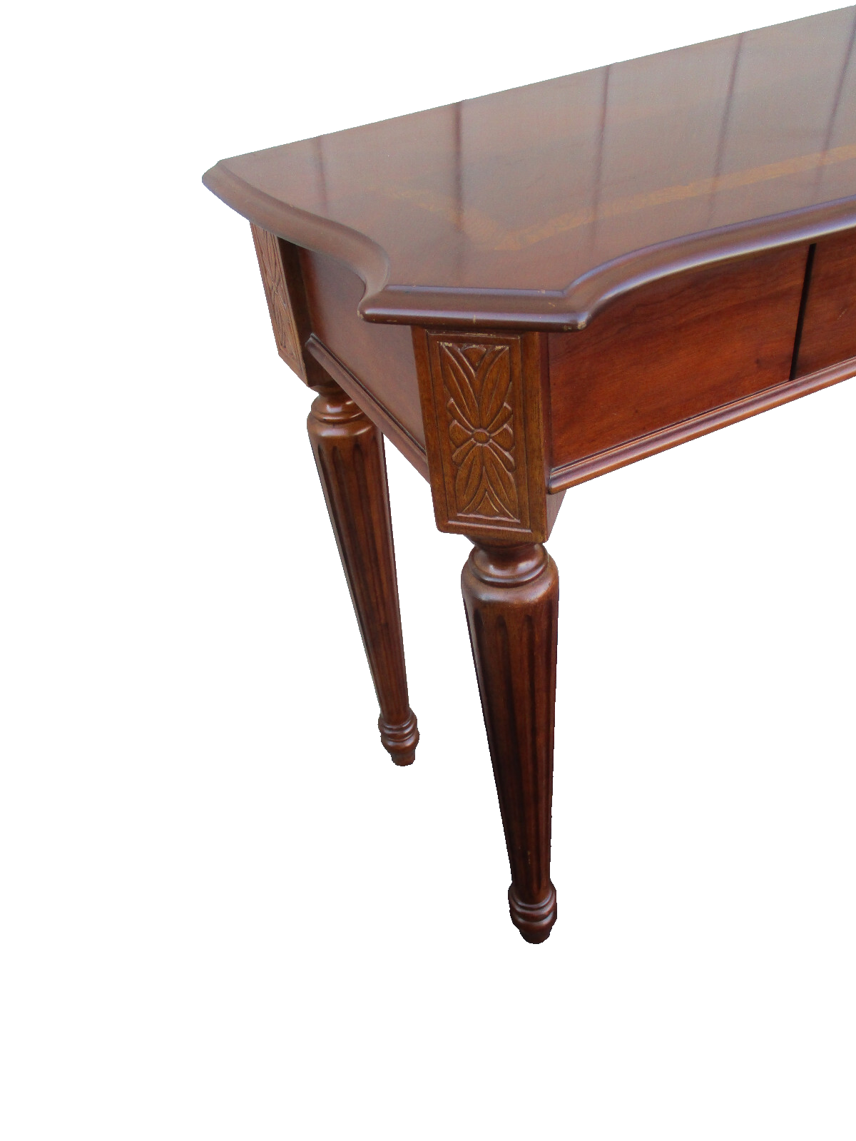 63917   Banded Mahogany Console Hall Table Stand