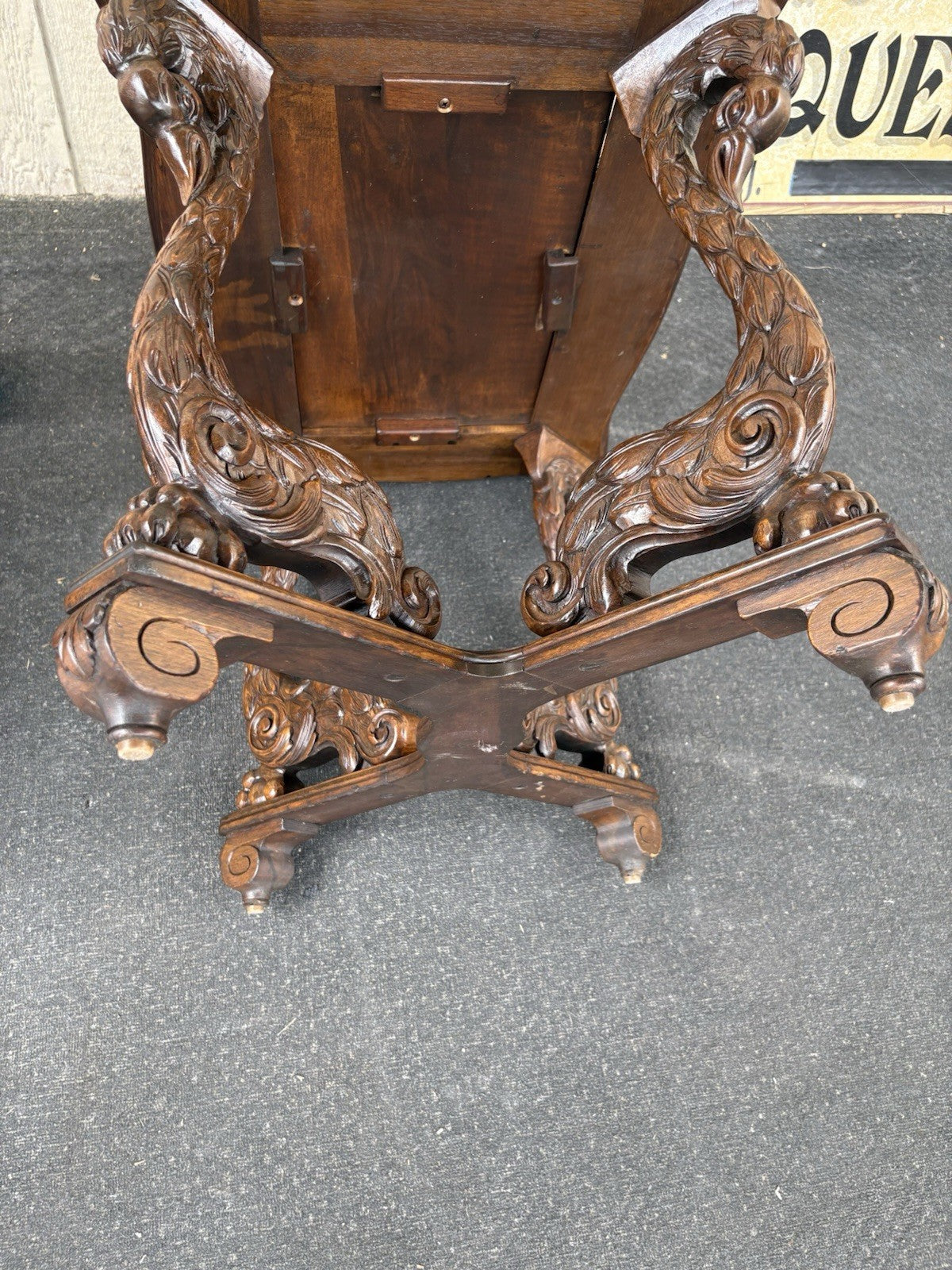 66801    RARE Custom made  Antique Figural CHERUB Tray Top Coffee Table Stand