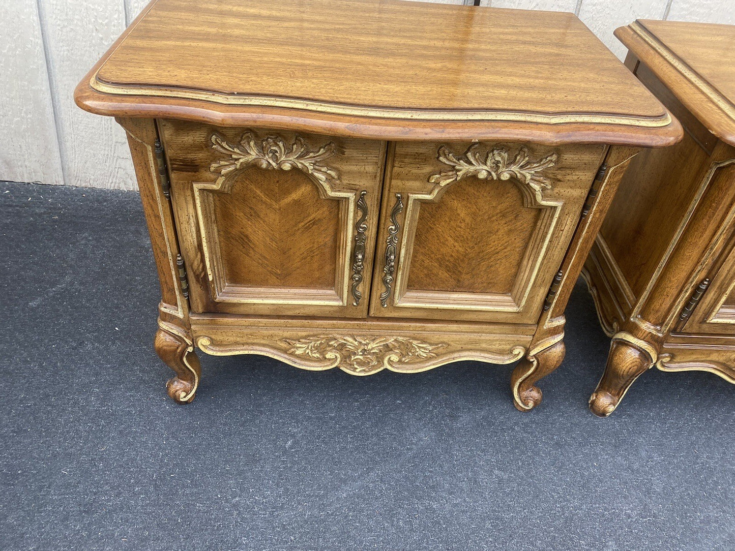 64496  Pair French Country 2 Door Nightstands