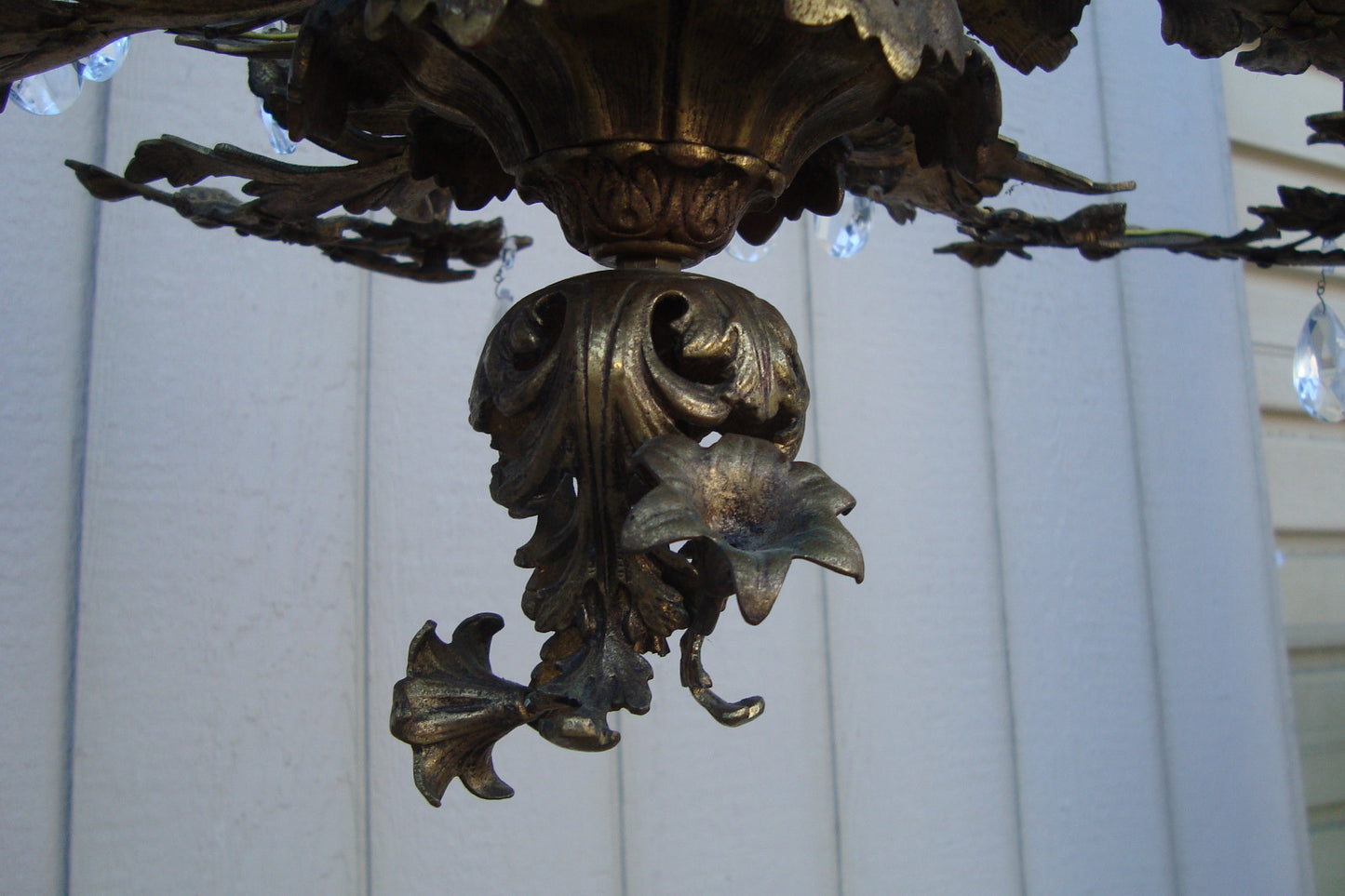 59685  BRONZE and Crystal Hanging Chandelier Light Fixture