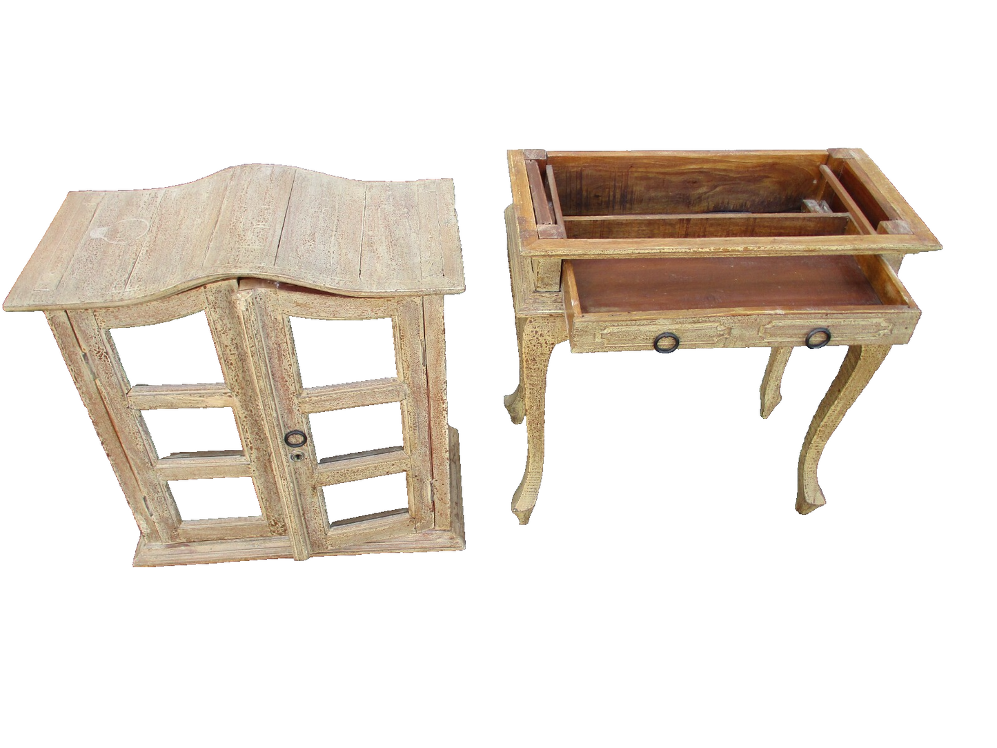 63592 Rustic Primative 2 piece Country Cabinet Curio 