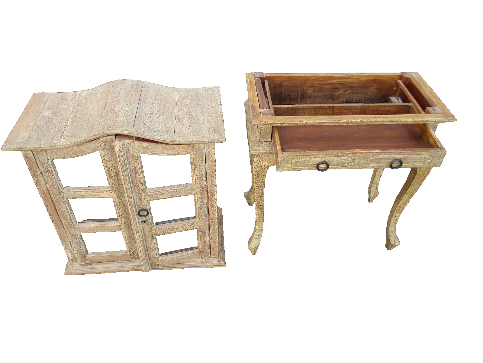 63592 Rustic Primative 2 piece Country Cabinet Curio 