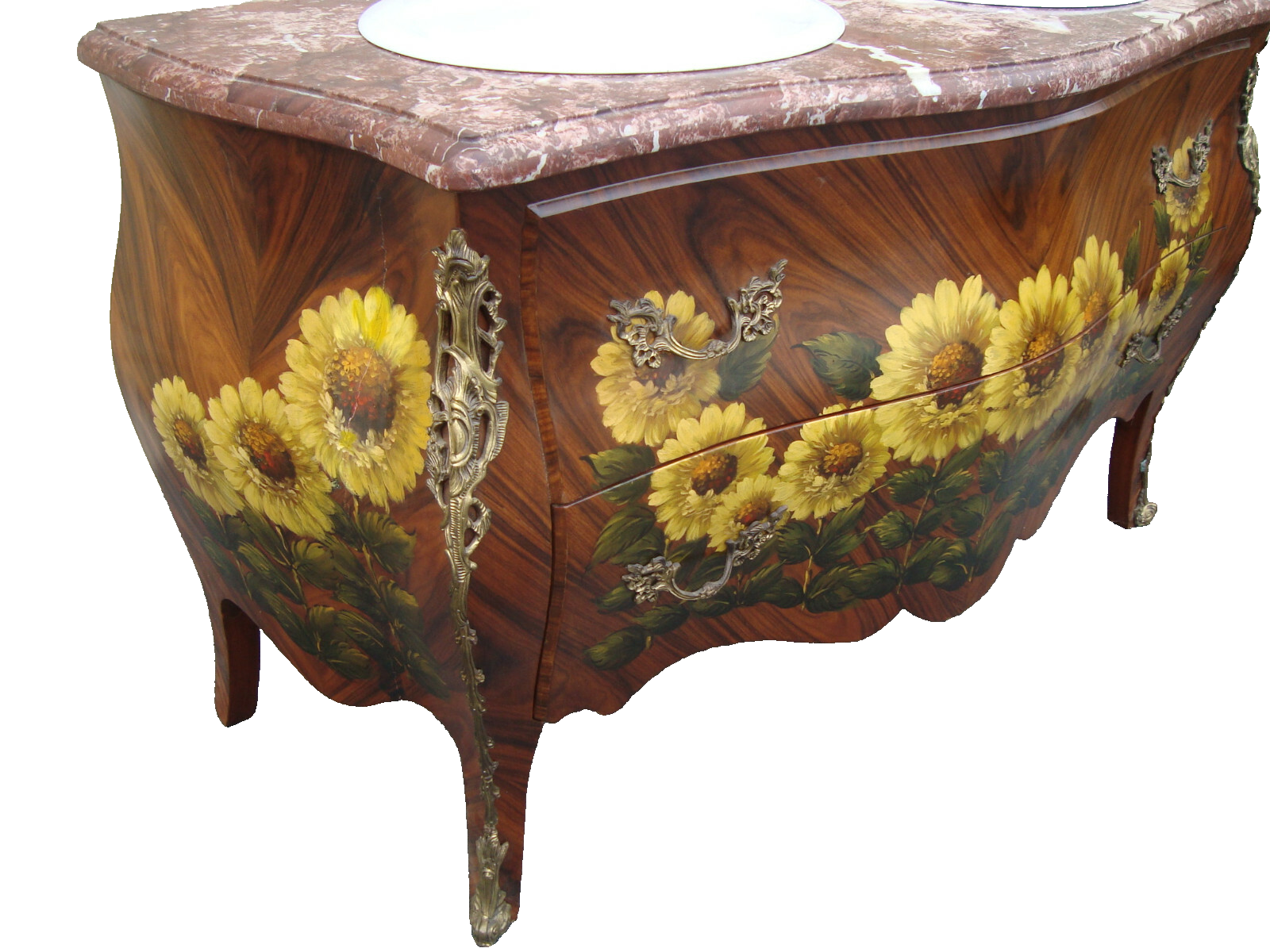 61625 Hand Painted Decorator Bathroom  Double Sink Cabinet