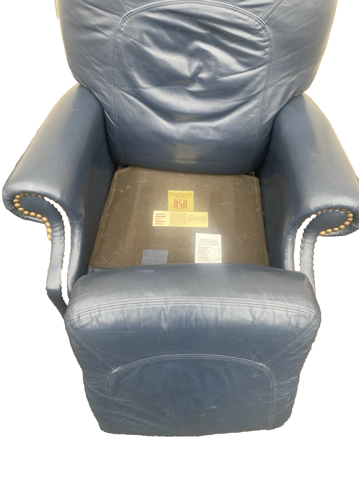66007 QUALITY   Leather Bradington  Young Blue Recliner Chair