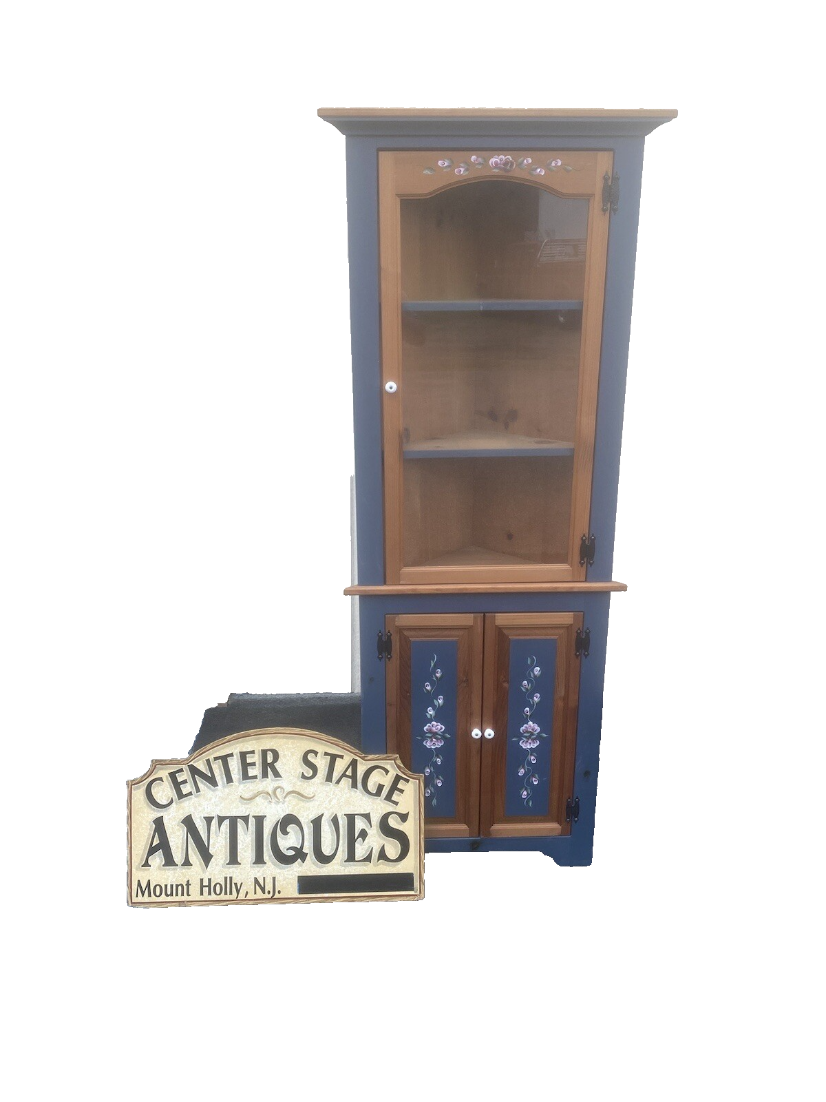 64580 Pine Rustic Primitive Country Corner Cabinet