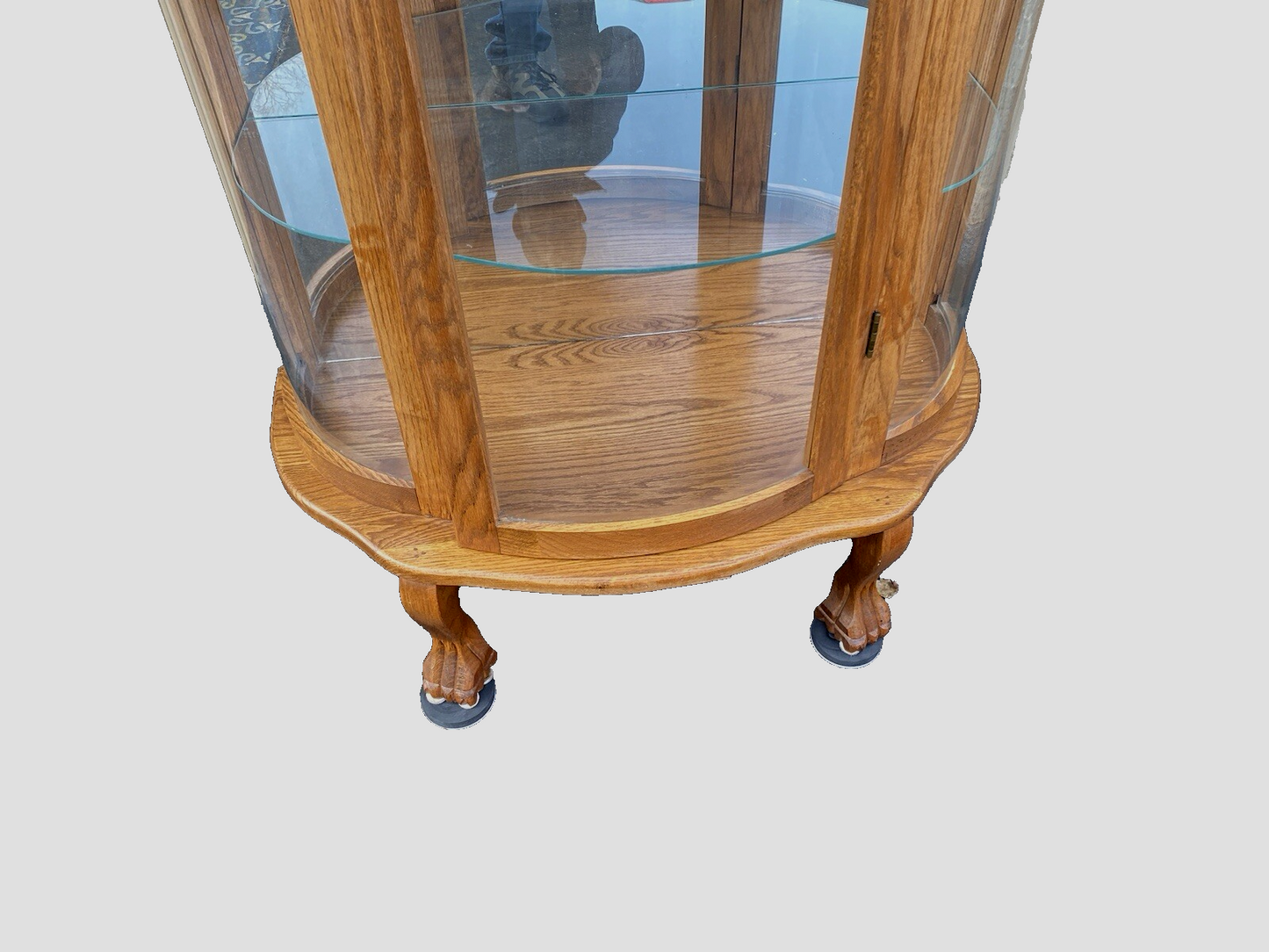 66252 Oak Lion Headed Bow Glass Curio China Cabinet