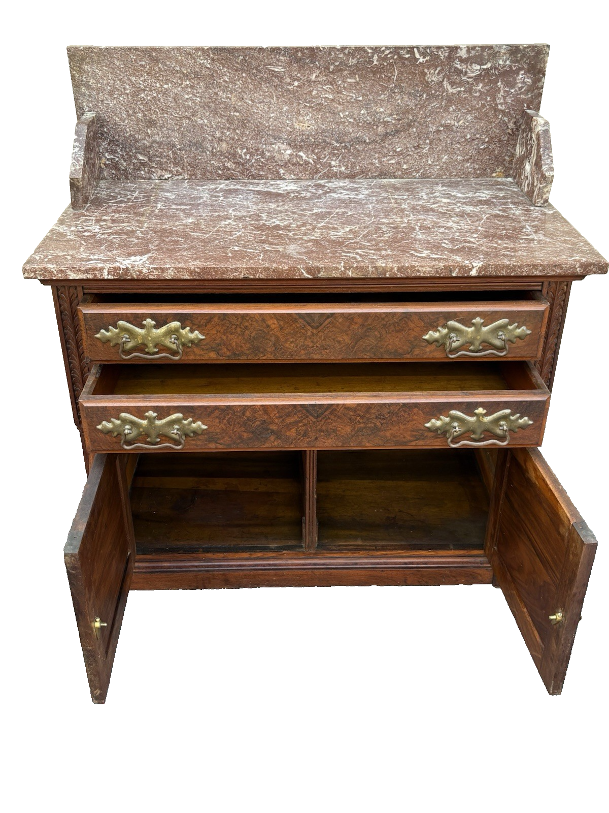 66900  Antique Victorian Mahogany Hand Carved Washstand Dresser