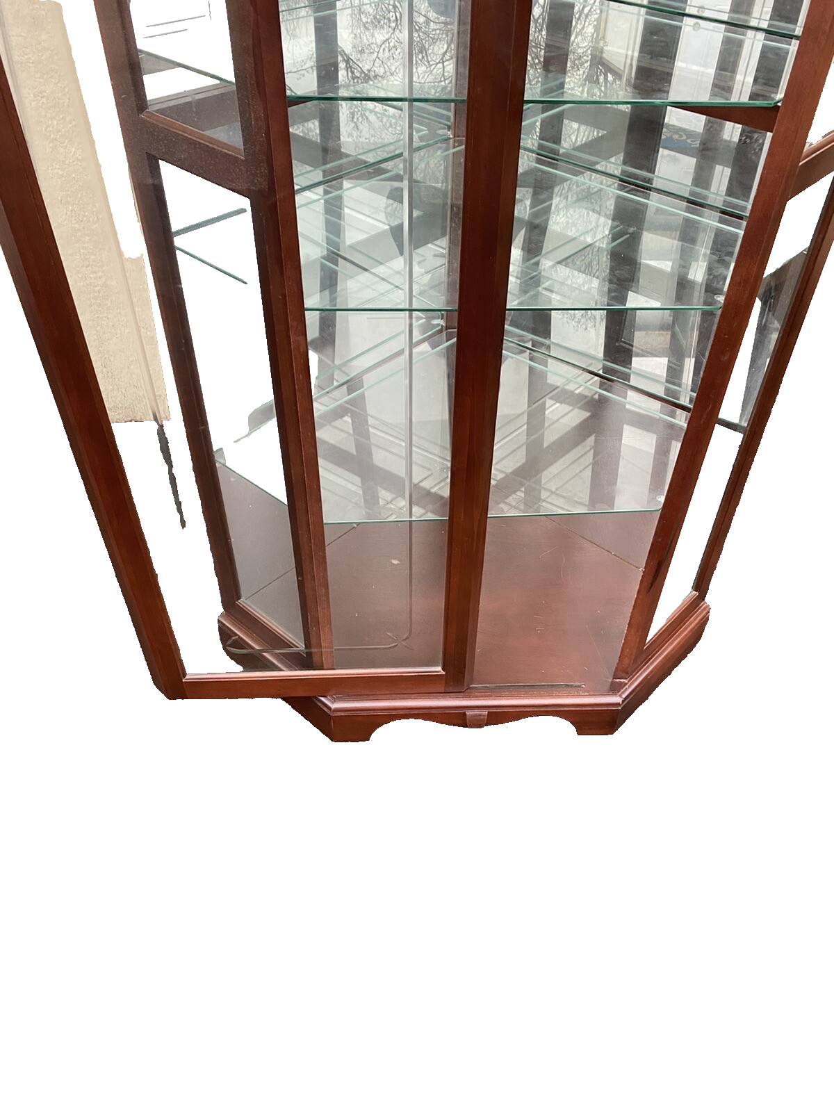 65090   Etched Glass Sliding Door Corner Curio Cabinet Reinisch Furniture(BN 06)