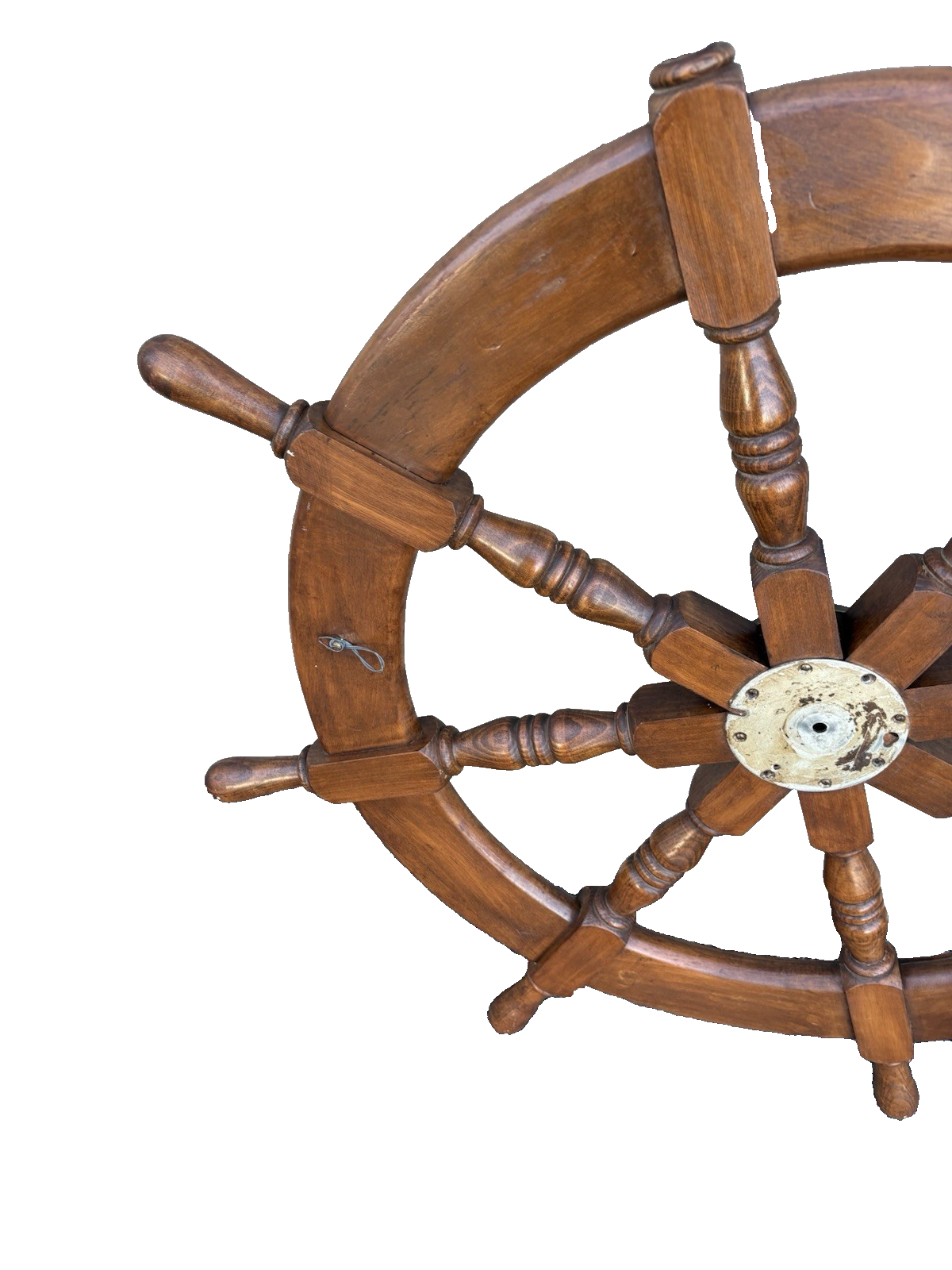 66949 Antique Wood and Brass Ships Wheel