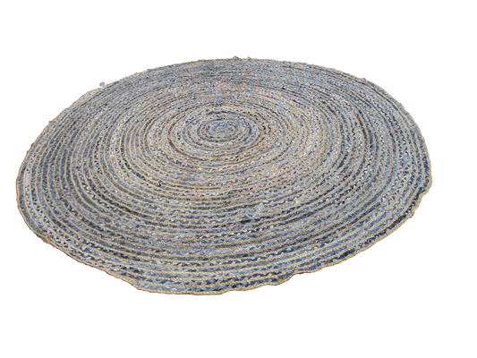 RUG 04:    Round Hand Made  Blue Rug   Size 8'  2 "  wide