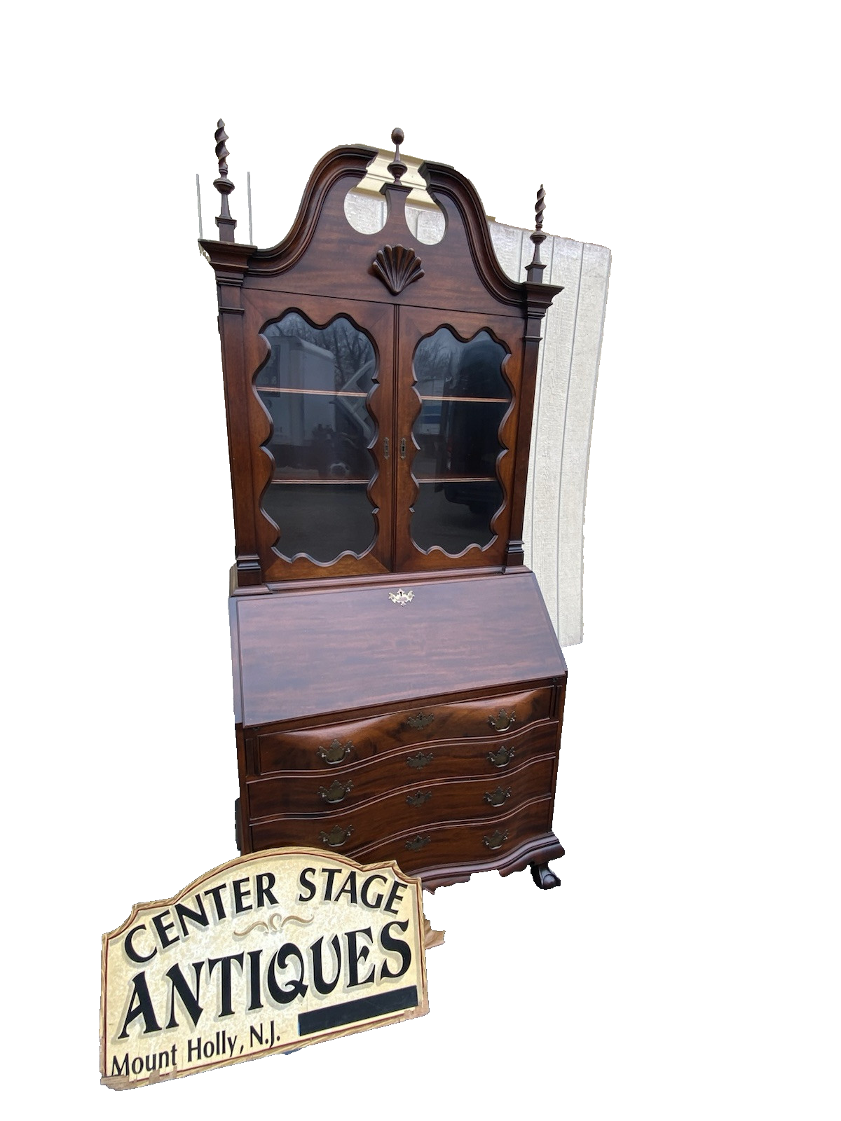 66430 VANLEIGH Furniture Custom Hand Made Secretary Desk w/ Bookcase Top