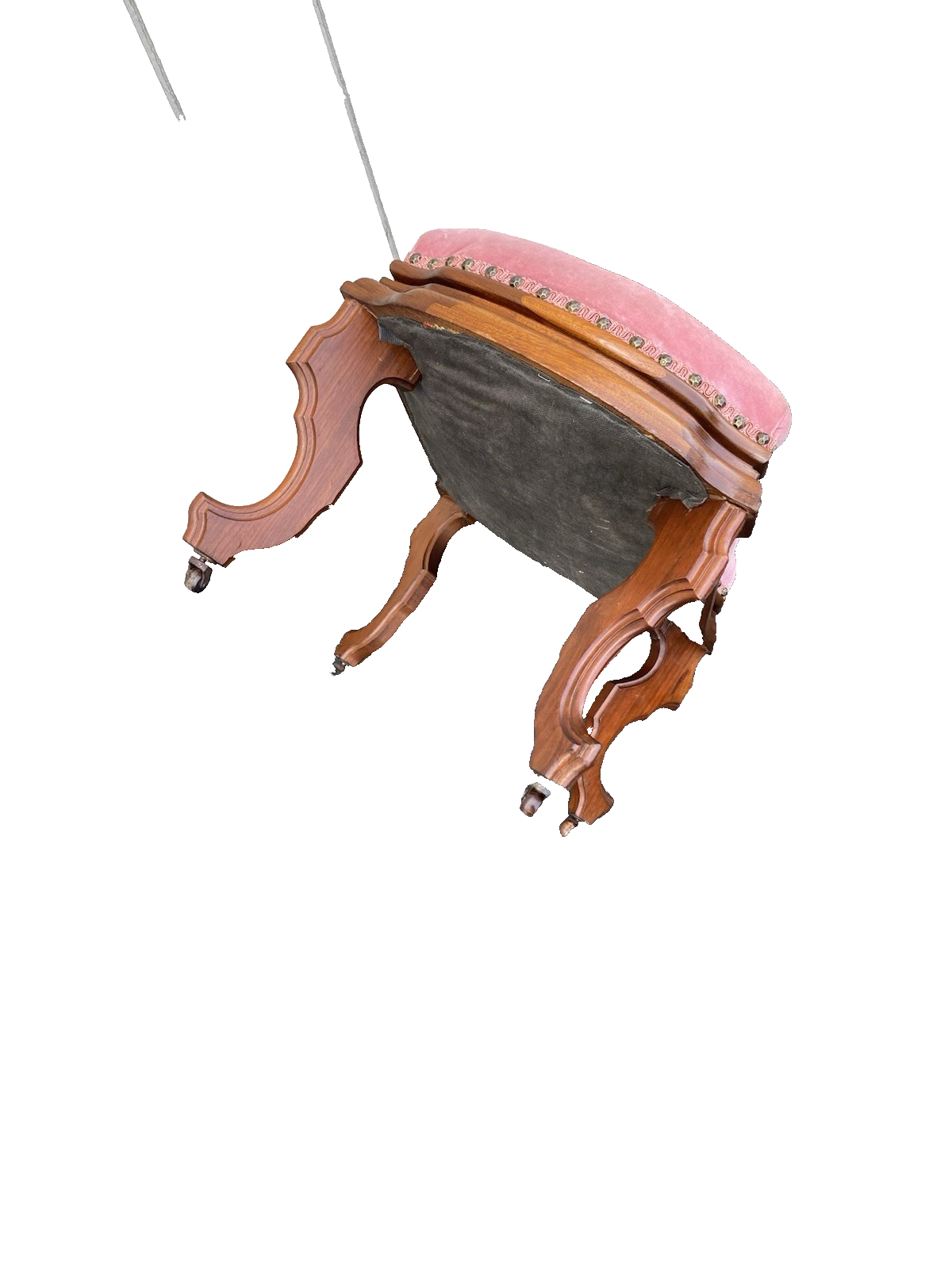 67004   Antique Victorian Walnut Footstool Ottoman Stool