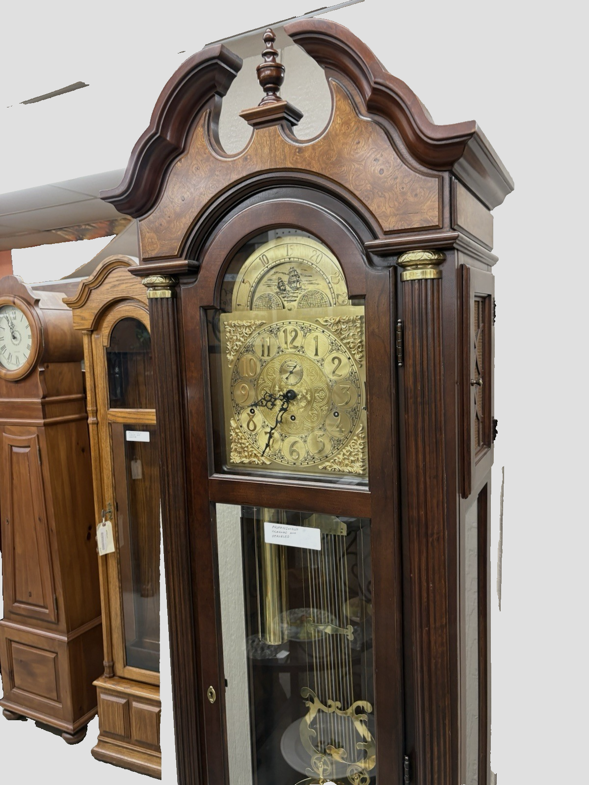 66053 RIDGEWAY Grandfather Clock Professionally Serviced Good Working Condition