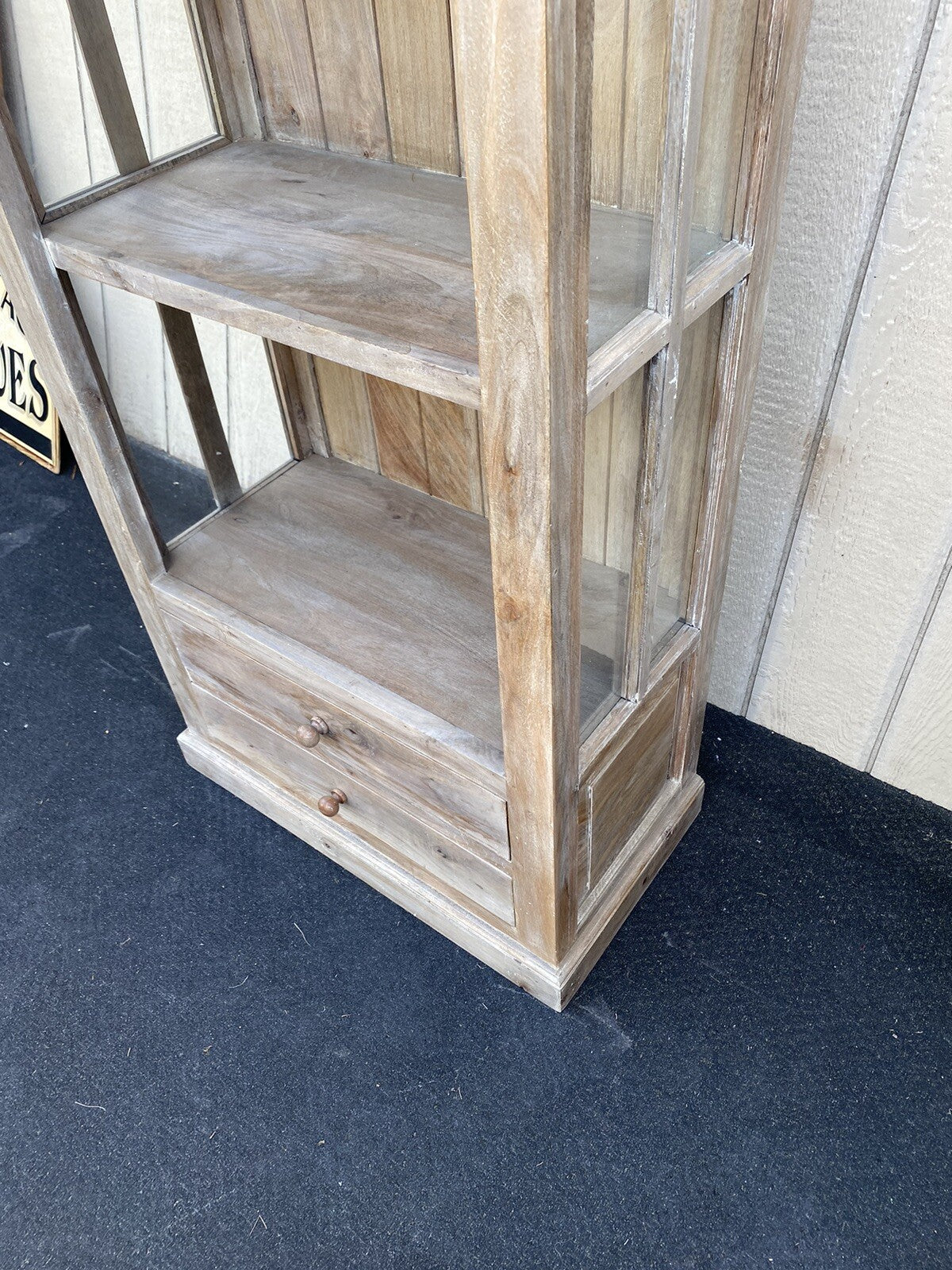 65631   Modern Rustic Bookcase Curio with Original Finish and 2 Drawers